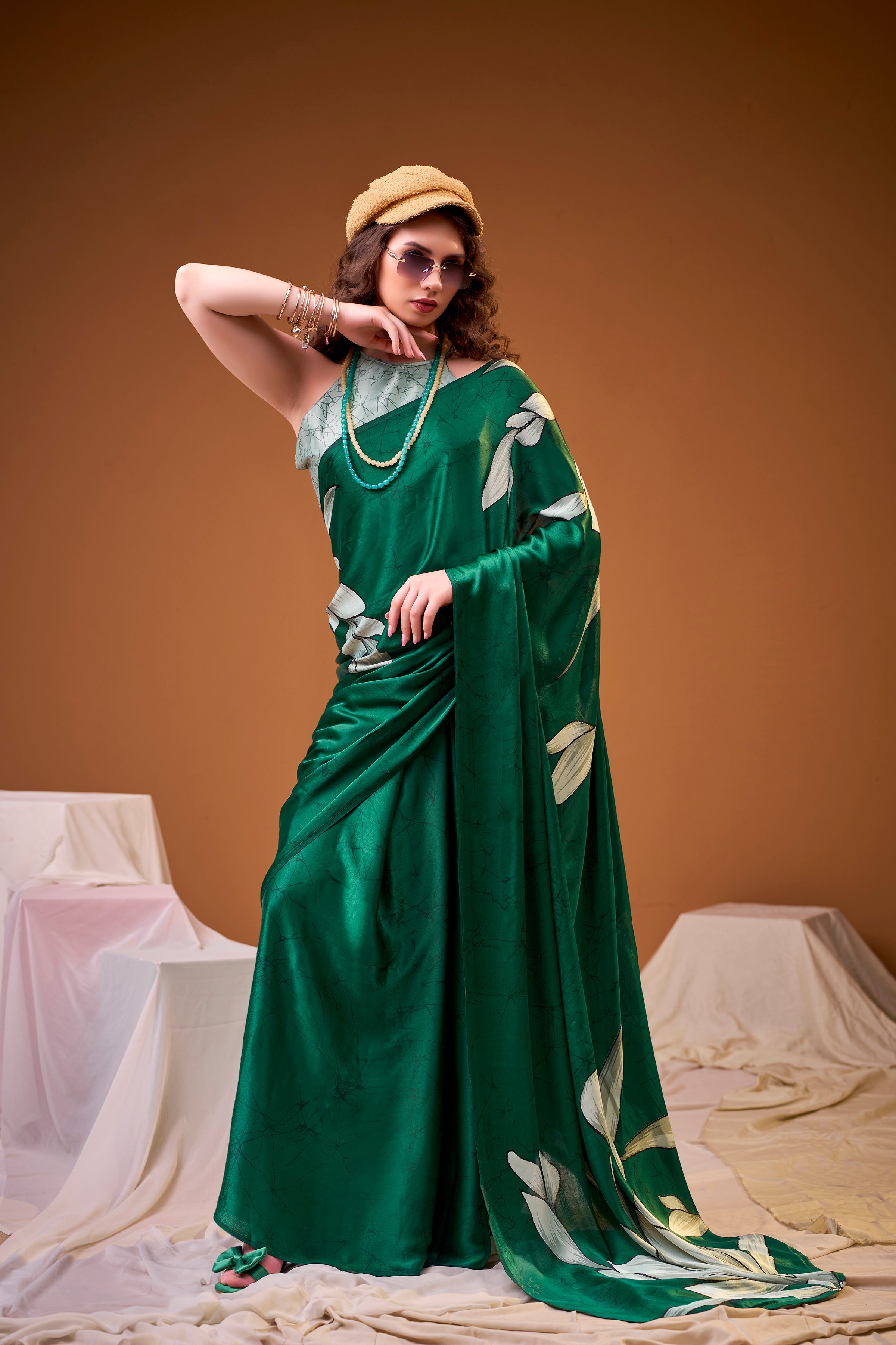 Satin Silk Floral Printed Saree
