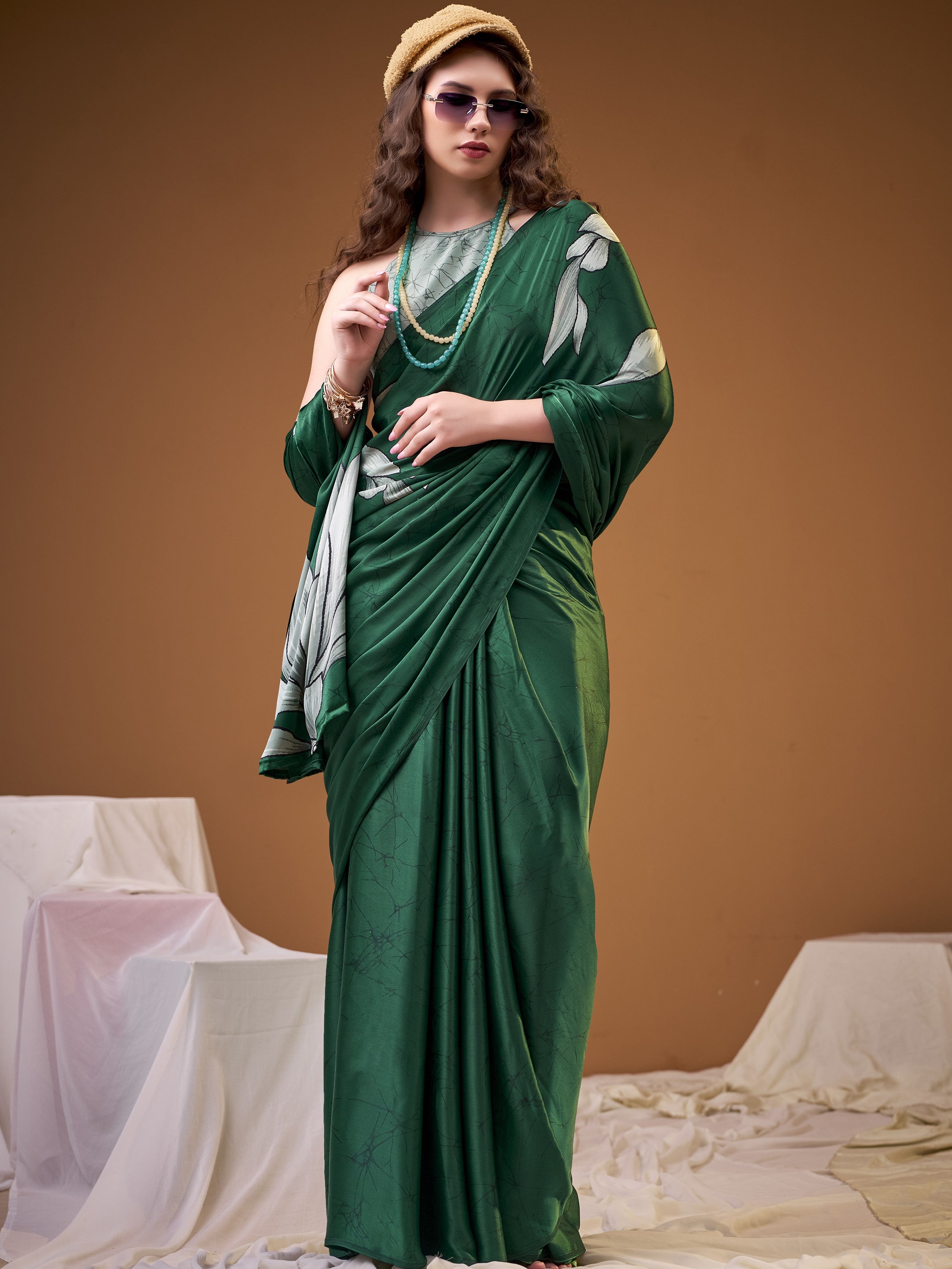 Satin Silk Floral Printed Saree