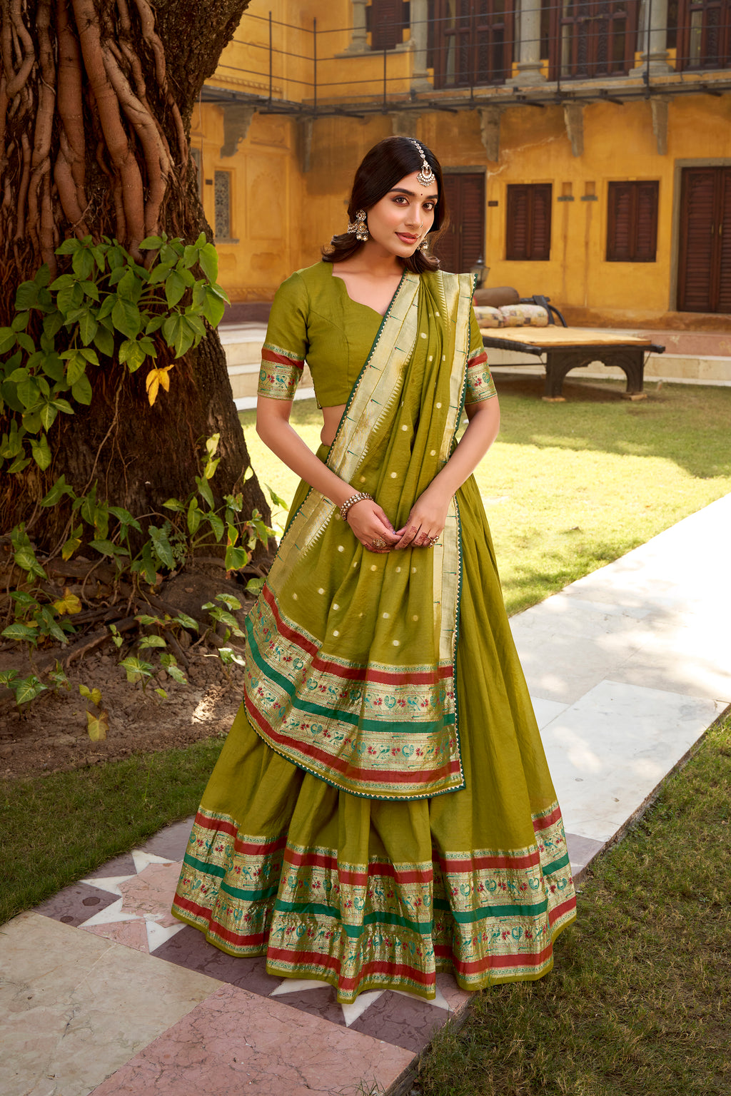 Pure Chanderi Zari Weaving Lehenga With Dupatta