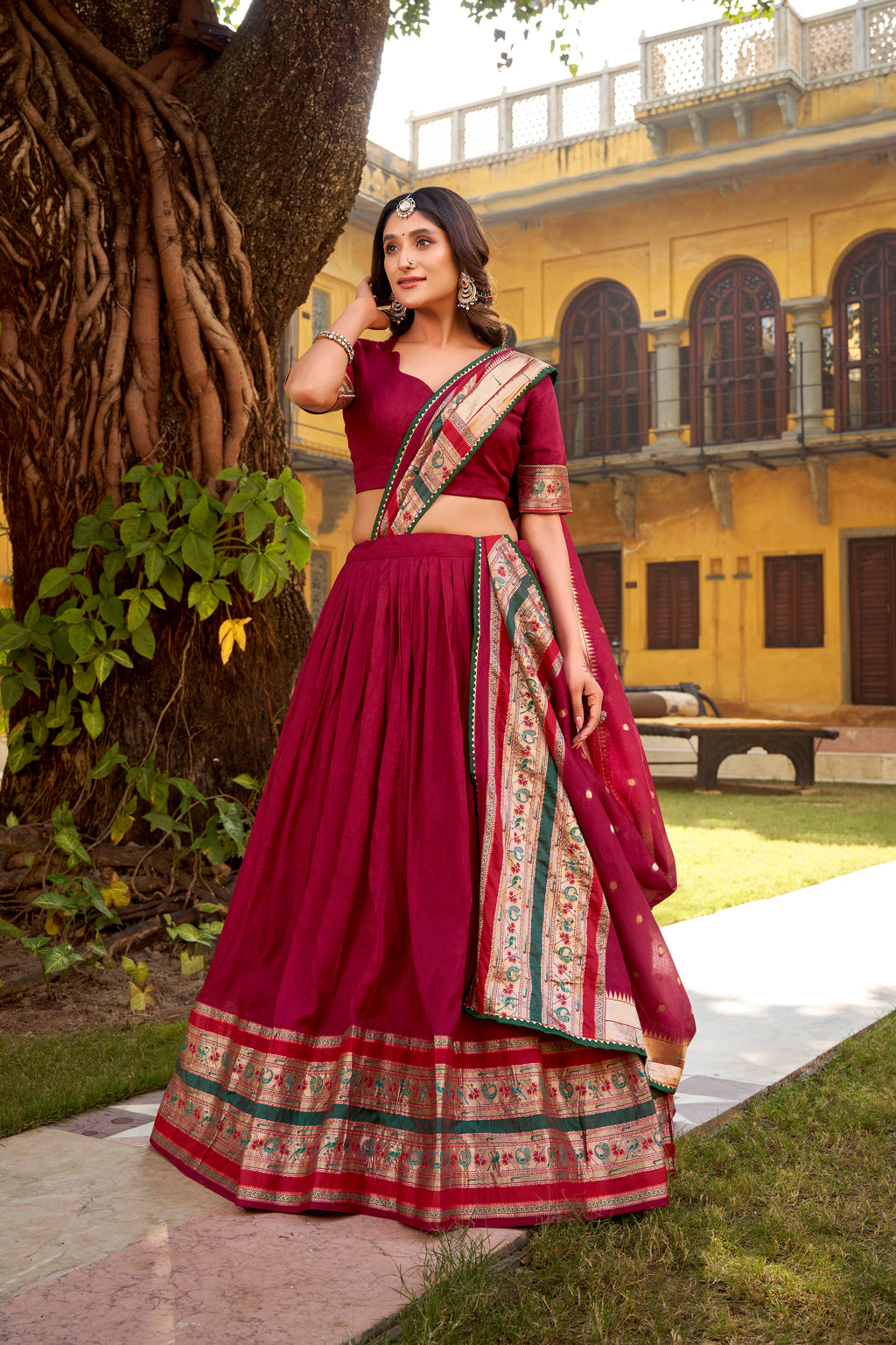 Pure Chanderi Zari Weaving Lehenga With Dupatta
