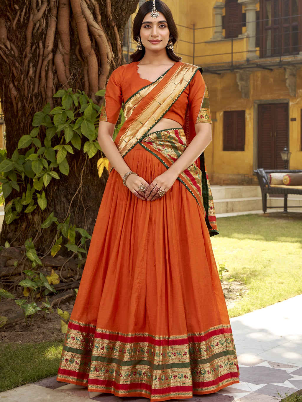 Pure Chanderi Zari Weaving Lehenga With Dupatta