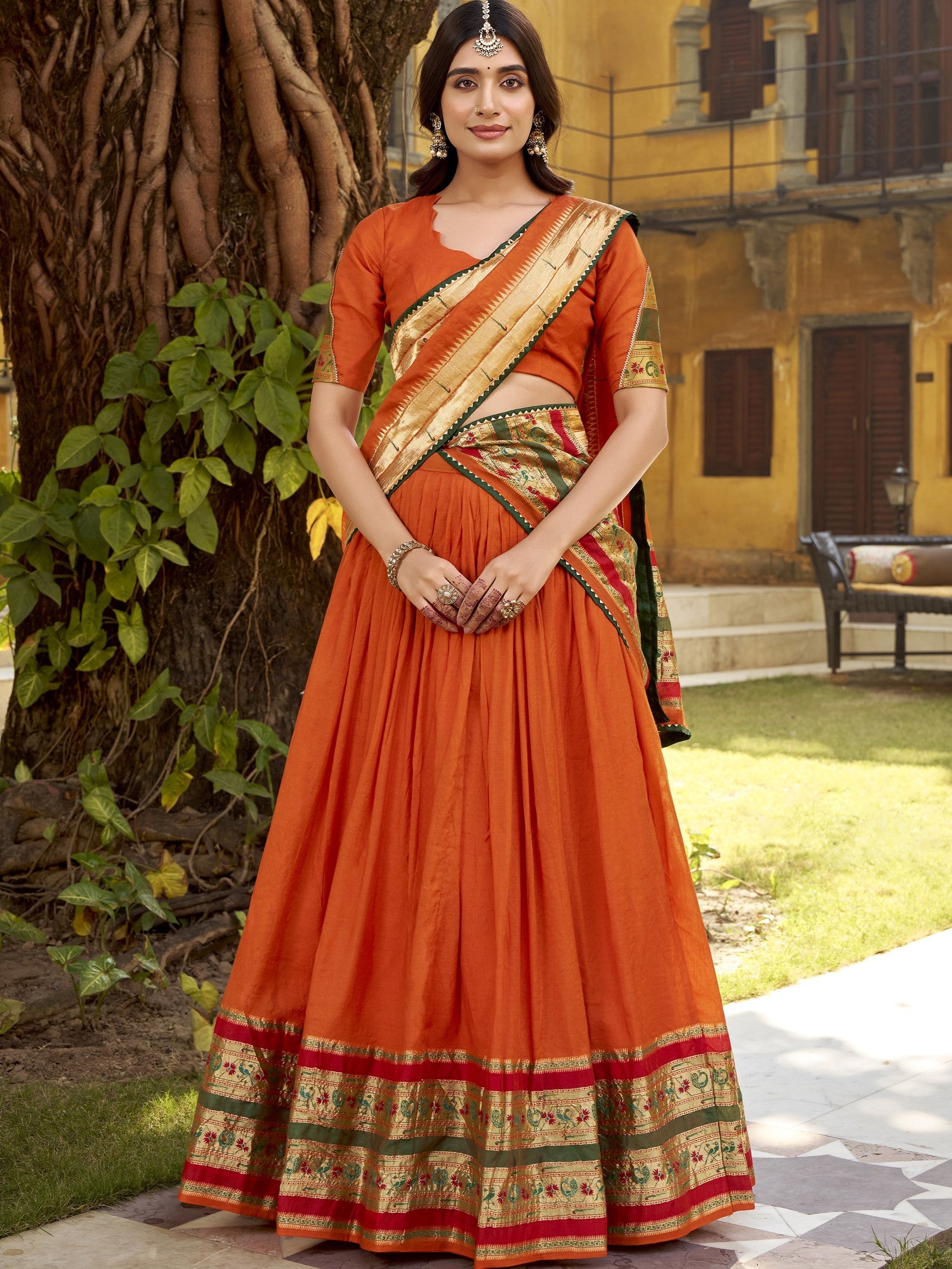 Pure Chanderi Zari Weaving Lehenga With Dupatta