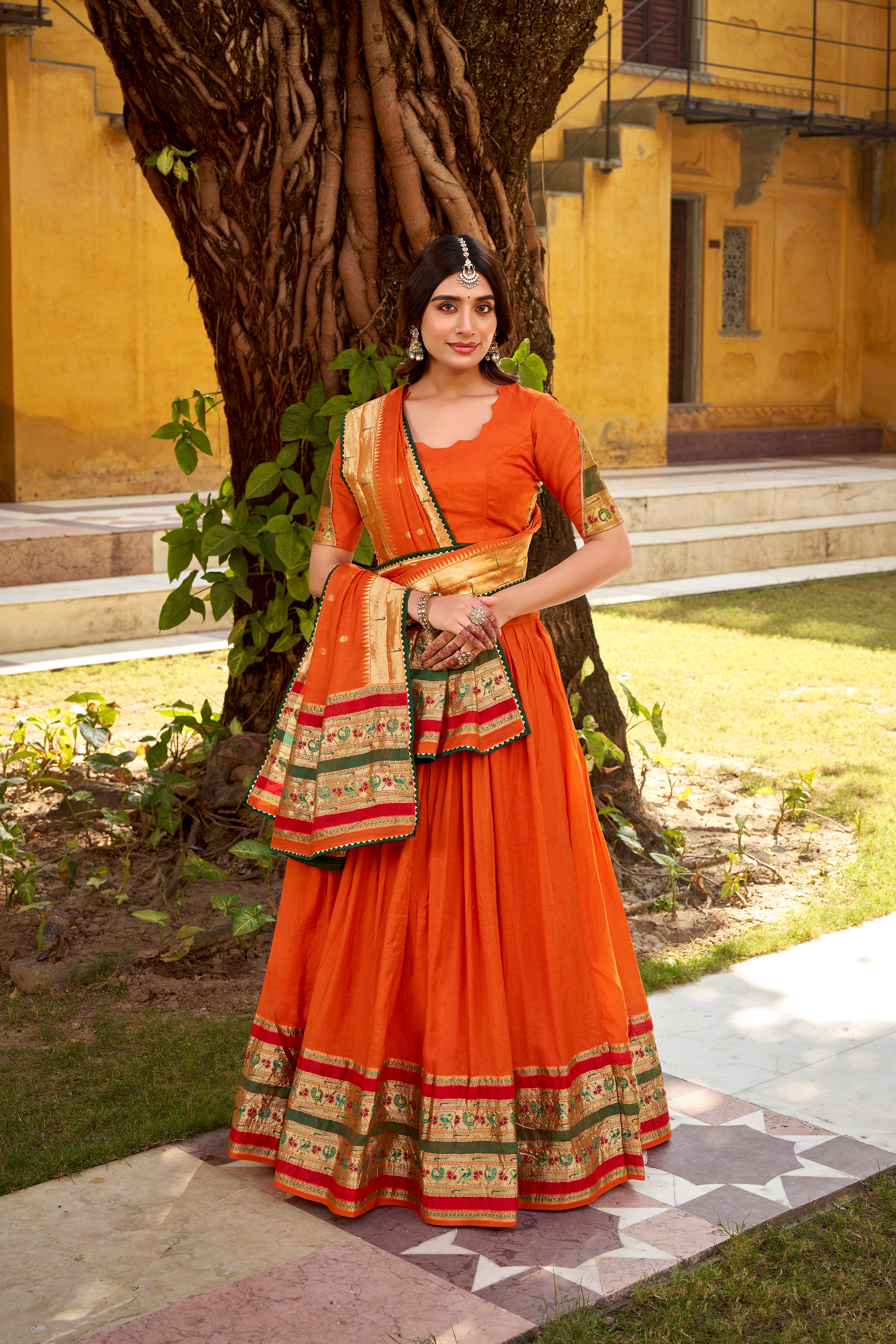 Pure Chanderi Zari Weaving Lehenga With Dupatta