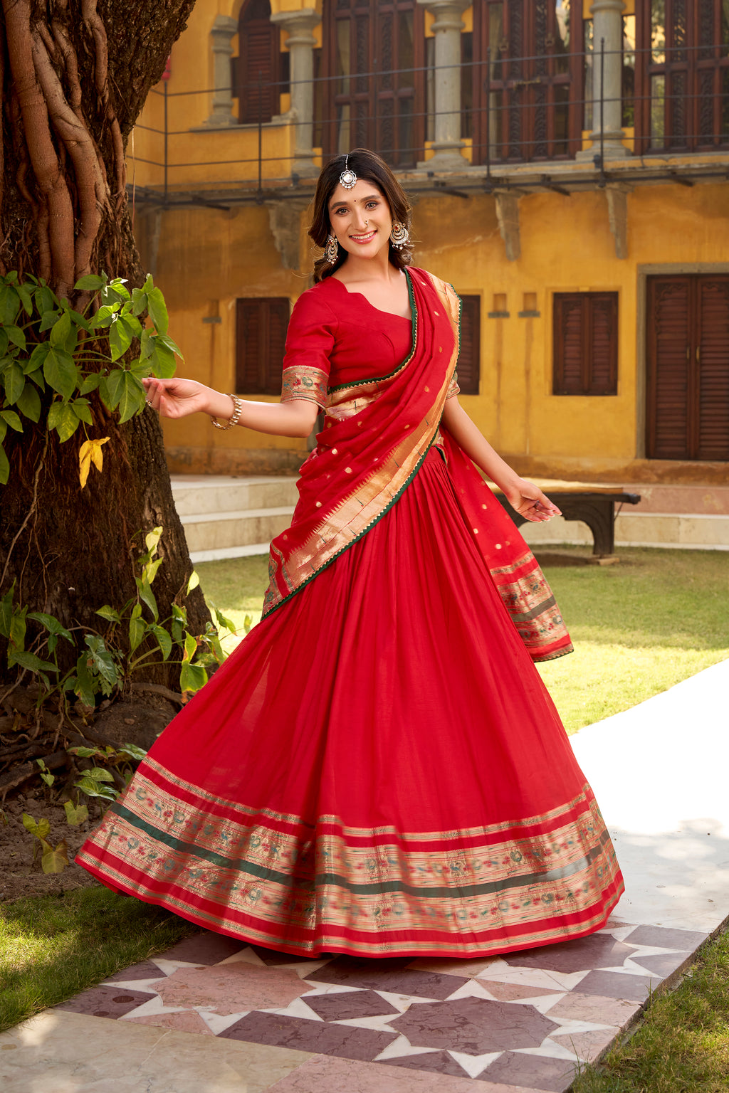 Pure Chanderi Zari Weaving Lehenga With Dupatta