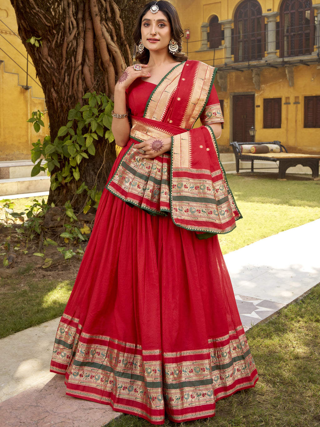 Pure Chanderi Zari Weaving Lehenga With Dupatta