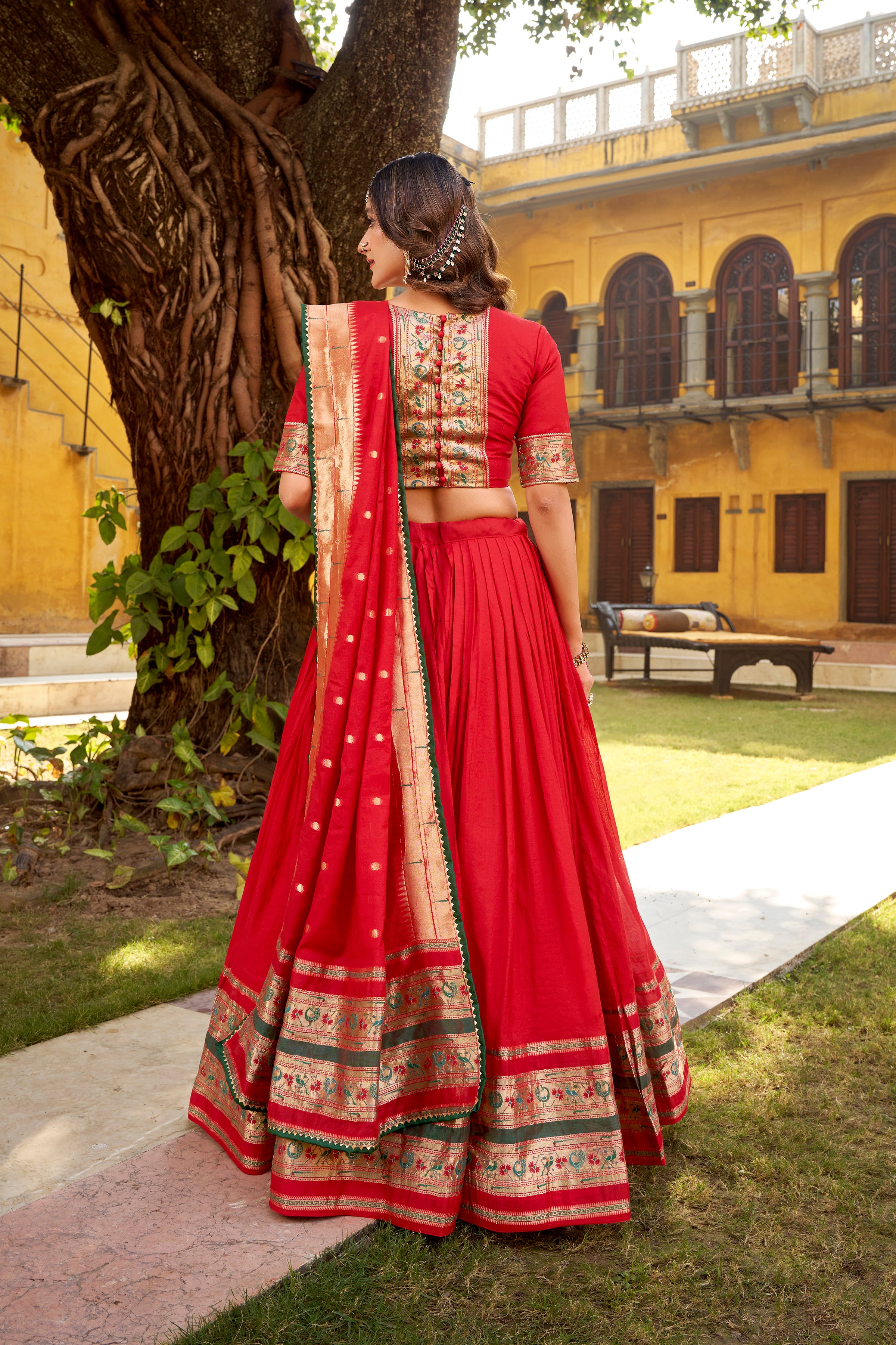 Pure Chanderi Zari Weaving Lehenga With Dupatta
