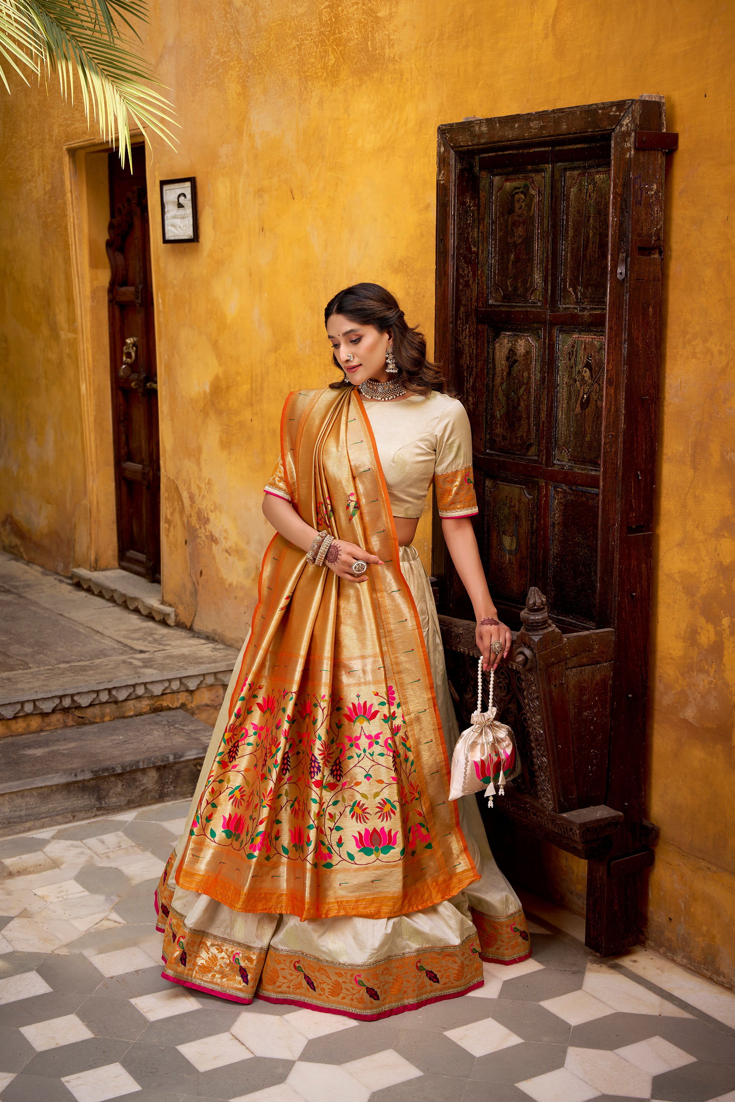 Silk Paithani Zari Weaving Lehenga With Dupatta