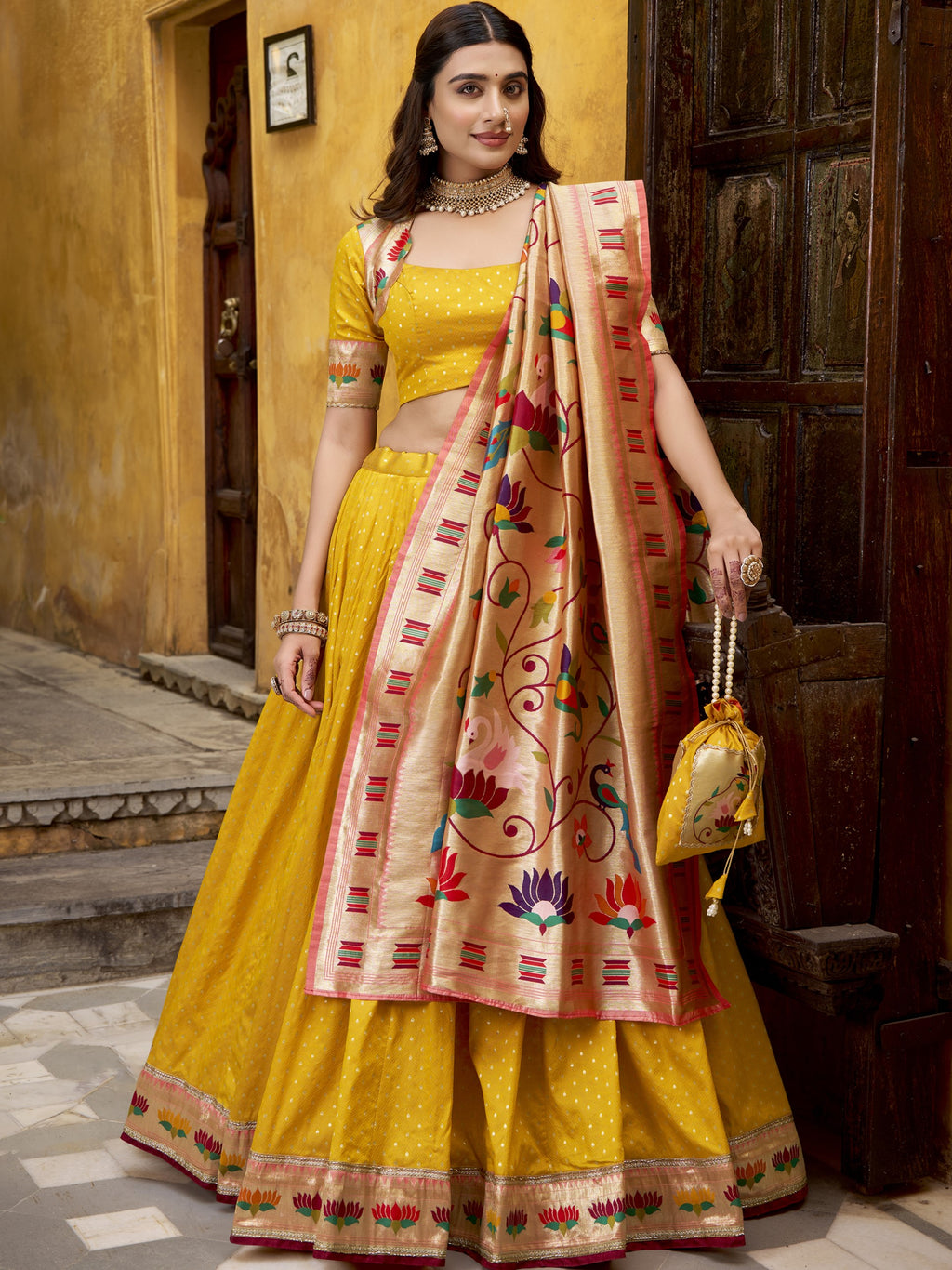 Silk Paithani Zari Weaving Lehenga With Dupatta