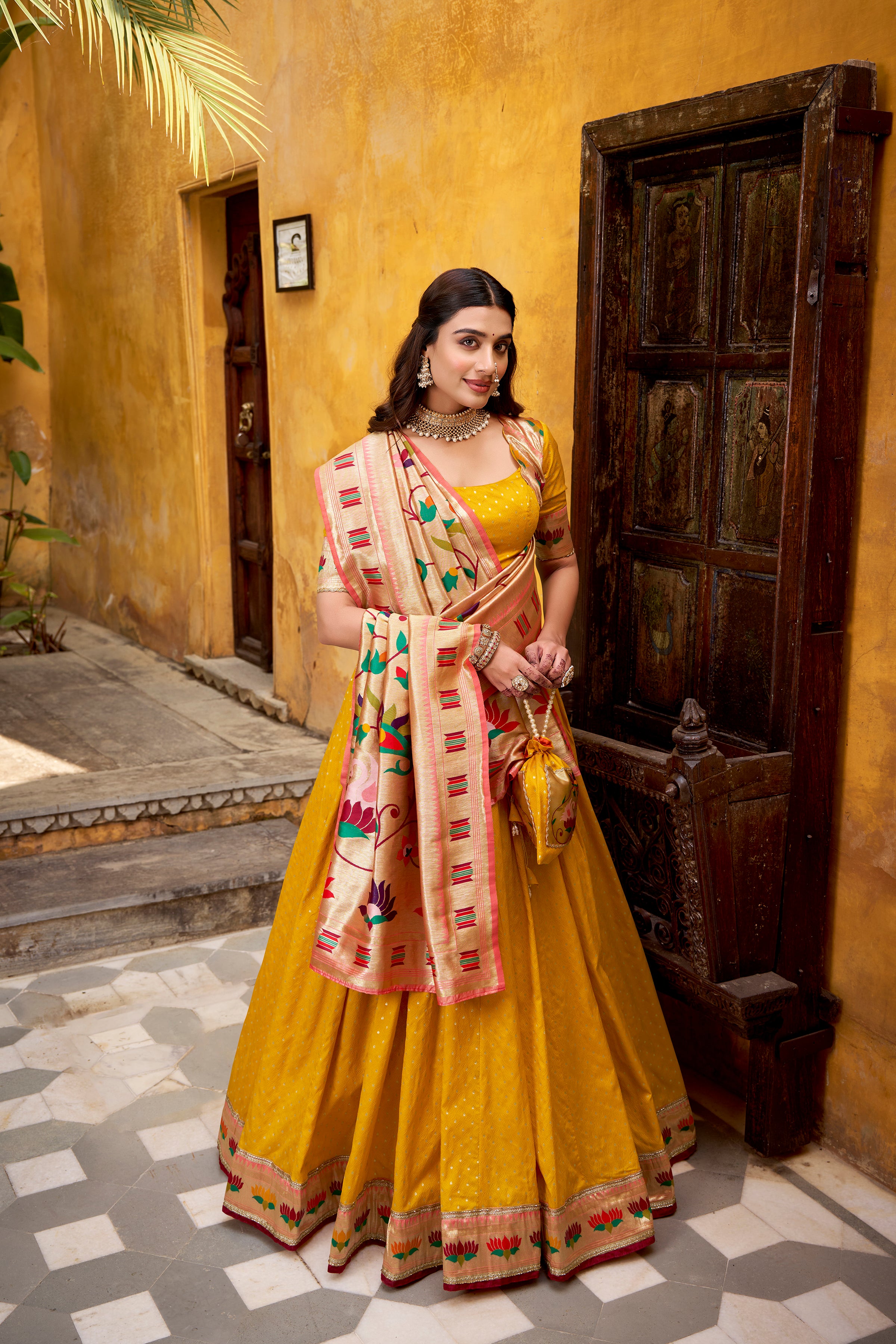 Silk Paithani Zari Weaving Lehenga With Dupatta