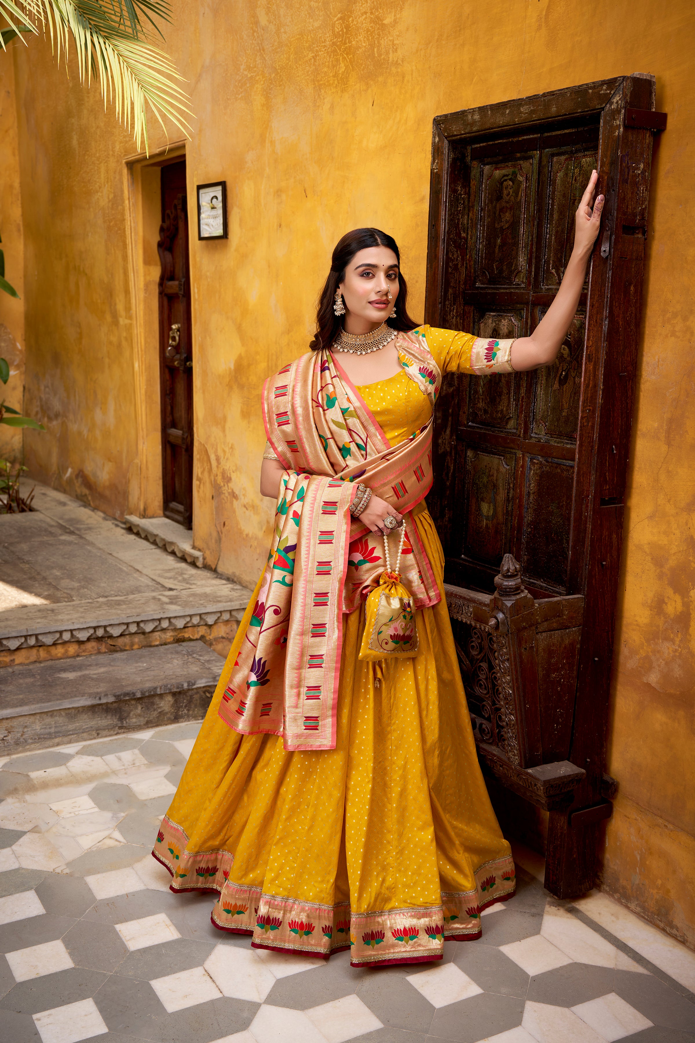 Silk Paithani Zari Weaving Lehenga With Dupatta