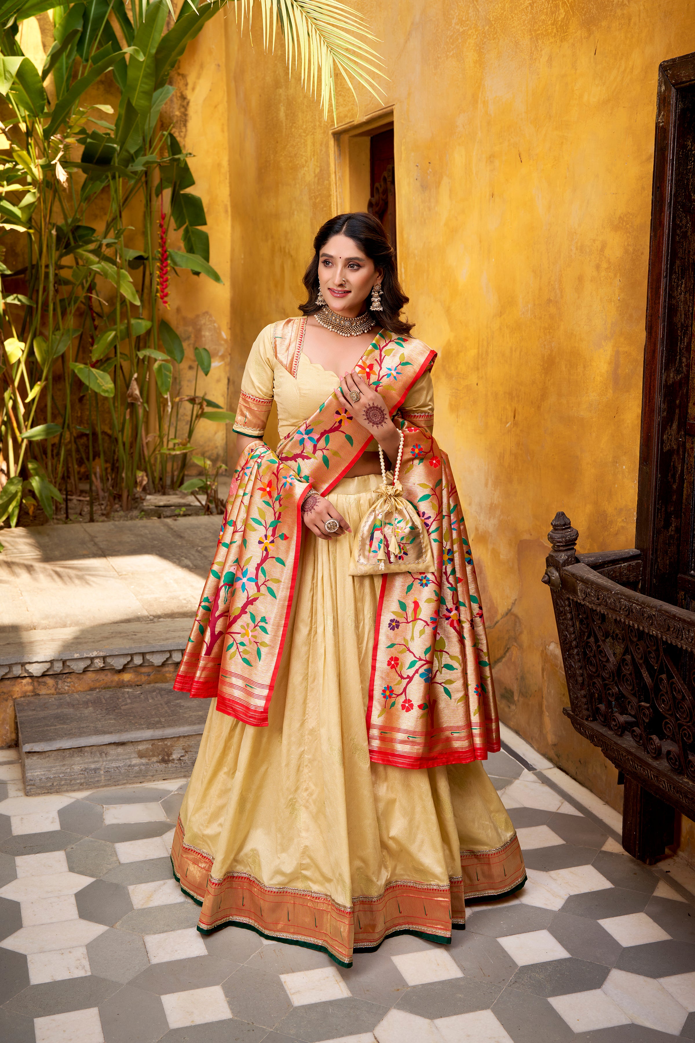 Silk Paithani Zari Weaving Lehenga With Dupatta