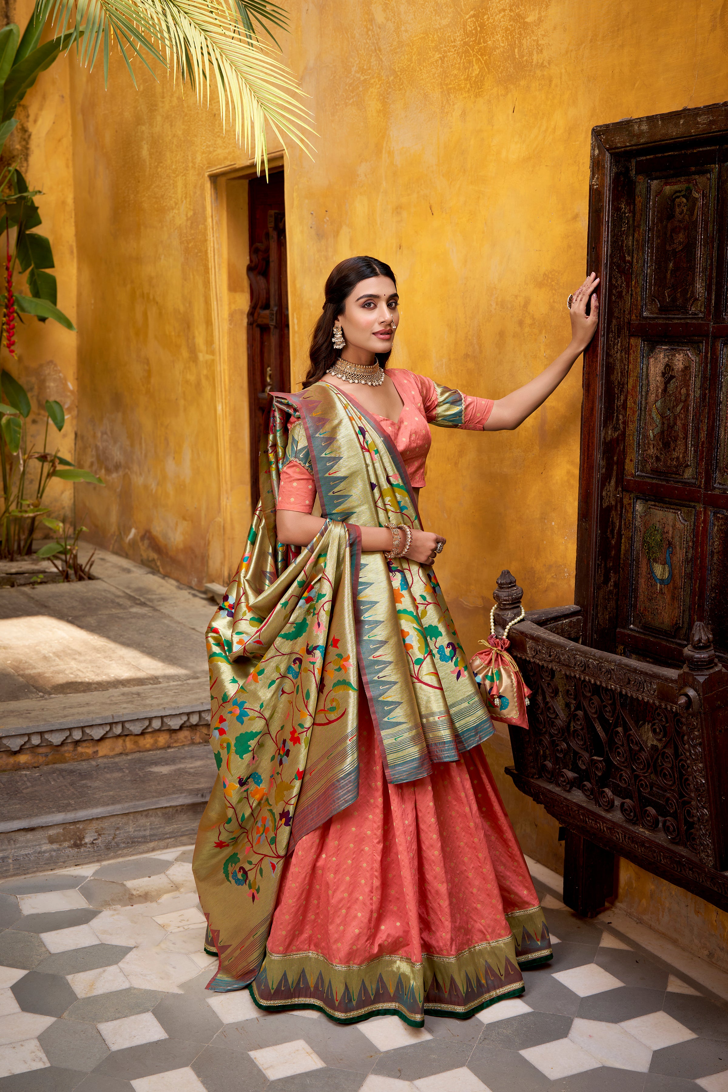 Silk Paithani Zari Weaving Lehenga With Dupatta