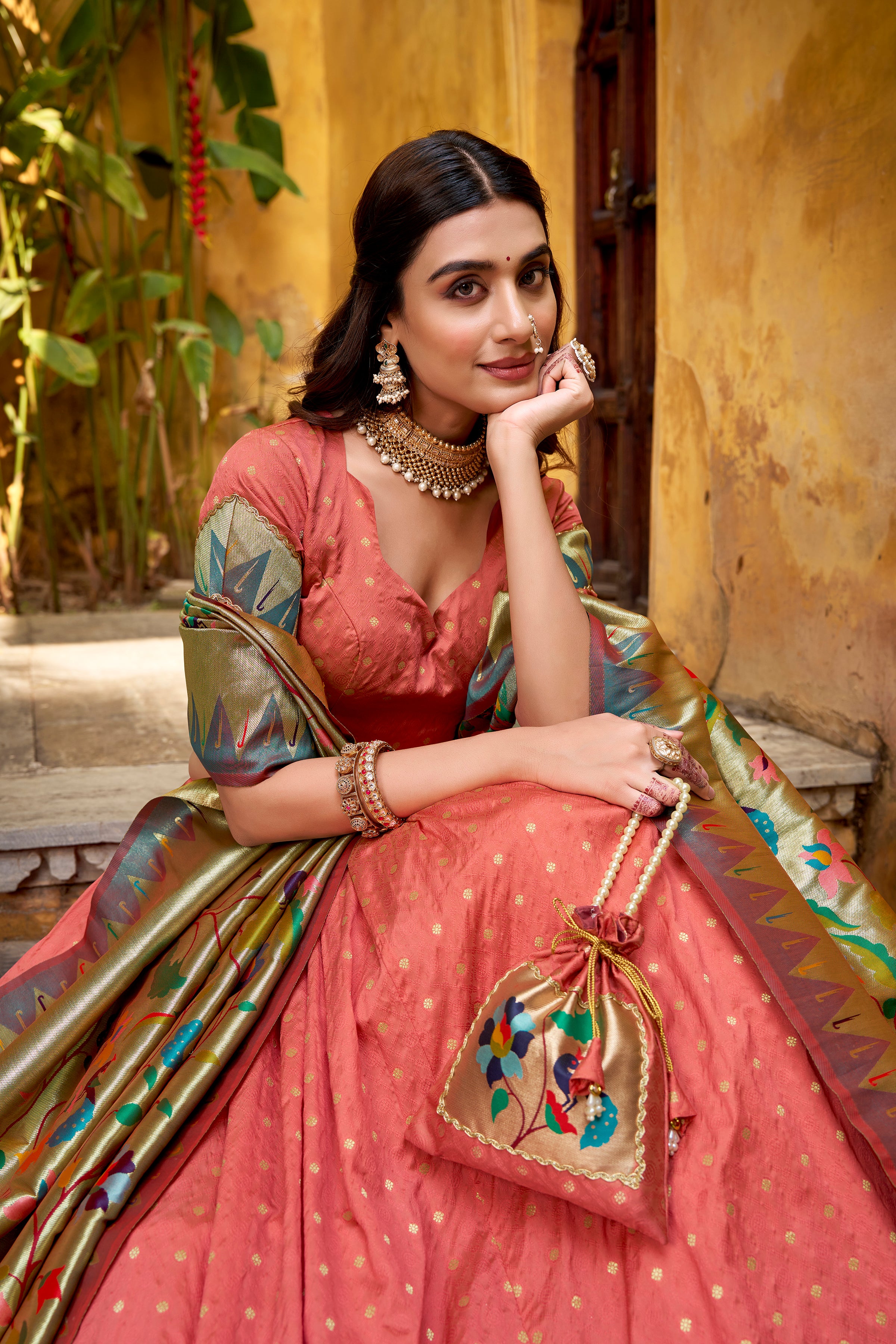 Silk Paithani Zari Weaving Lehenga With Dupatta