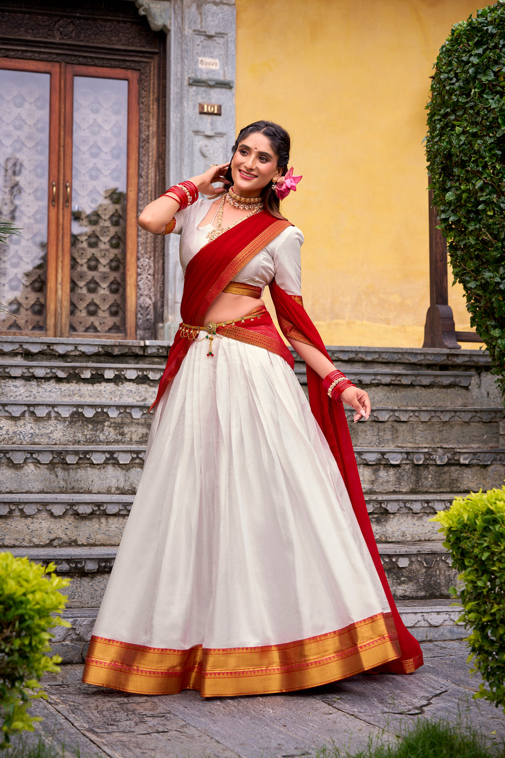Cotton Zari Weaving Lehenga With Georgette Dupatta