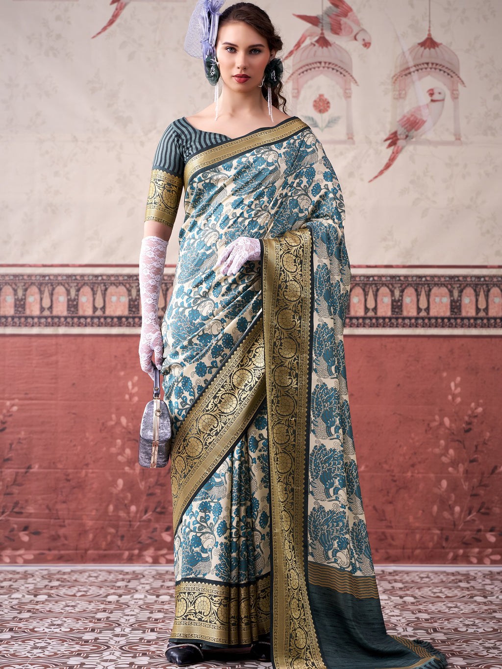 Tussar Silk Printed Saree With Viscose Border