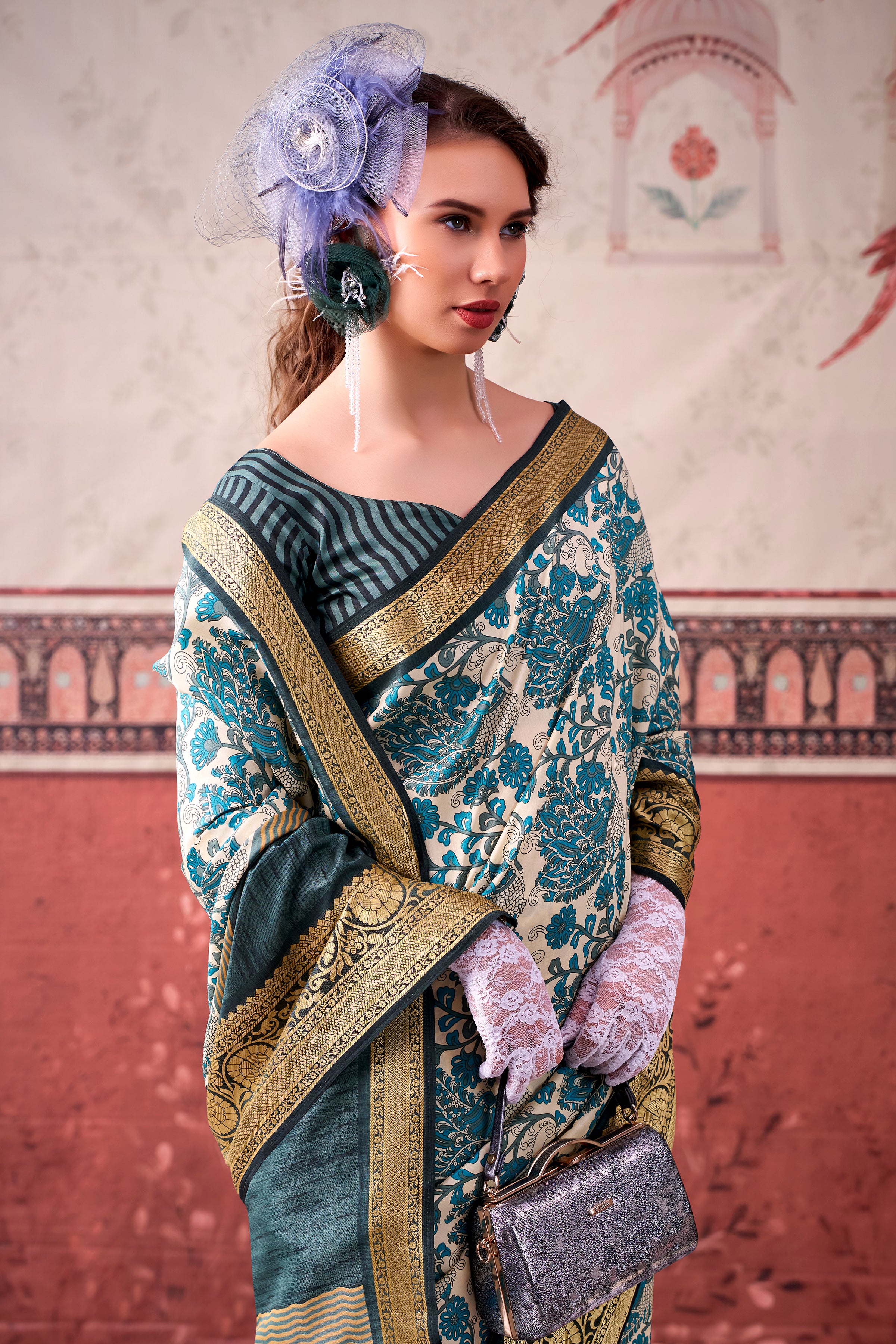 Tussar Silk Printed Saree With Viscose Border
