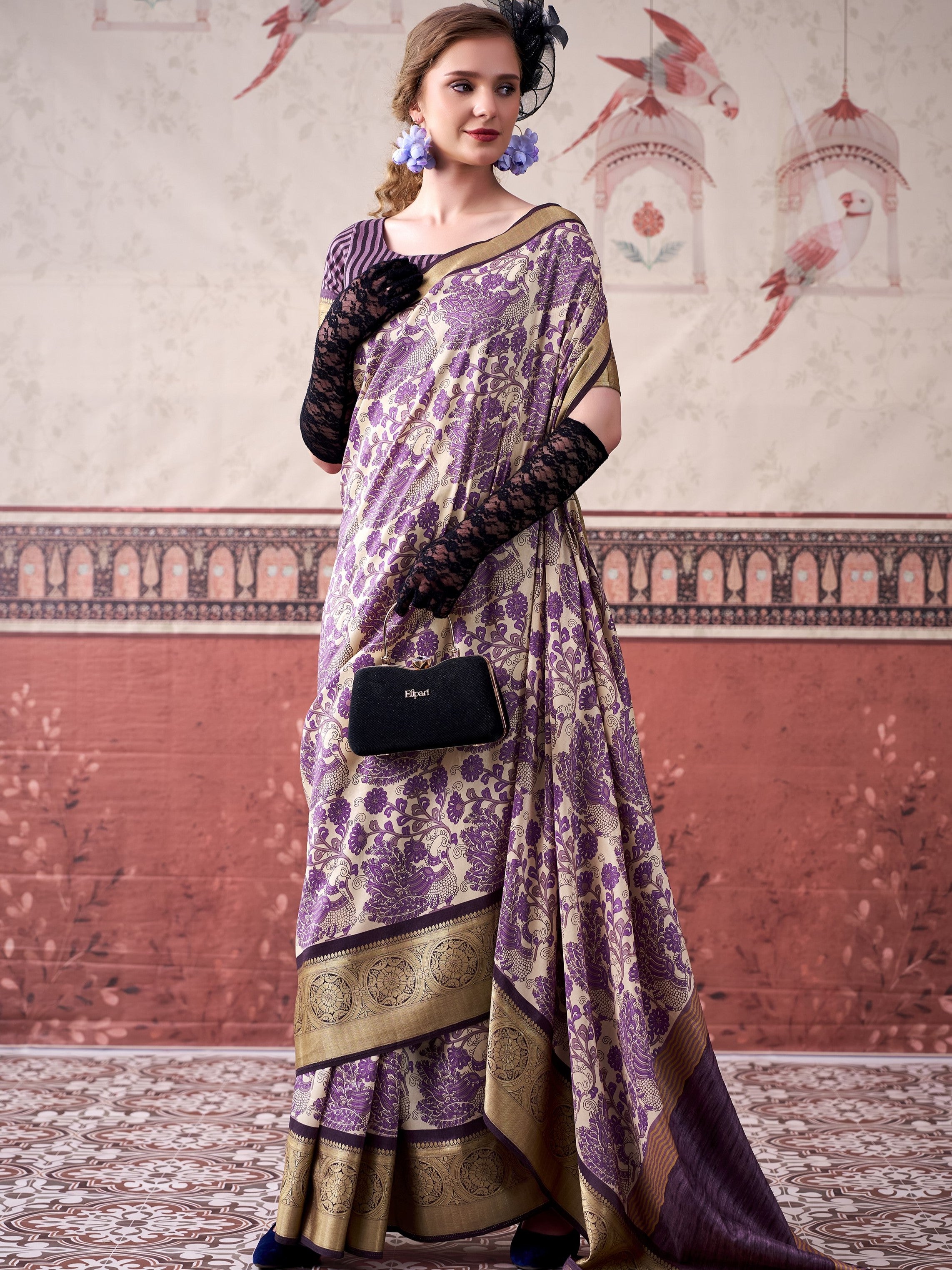 Tussar Silk Printed Saree With Viscose Border