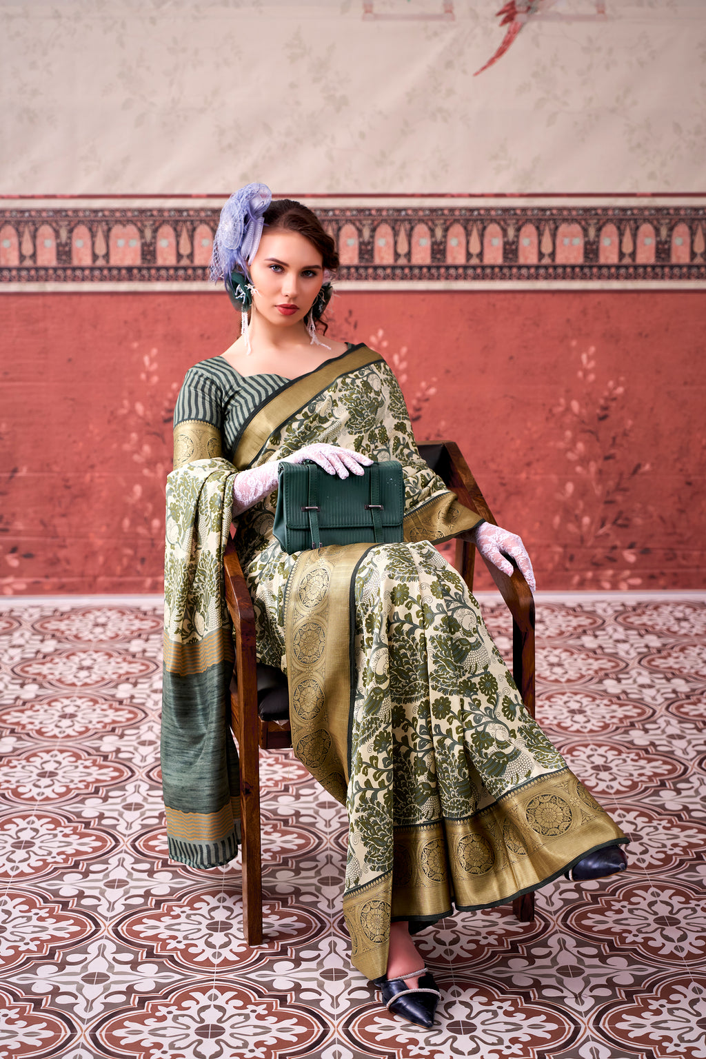 Tussar Silk Printed Saree With Viscose Border
