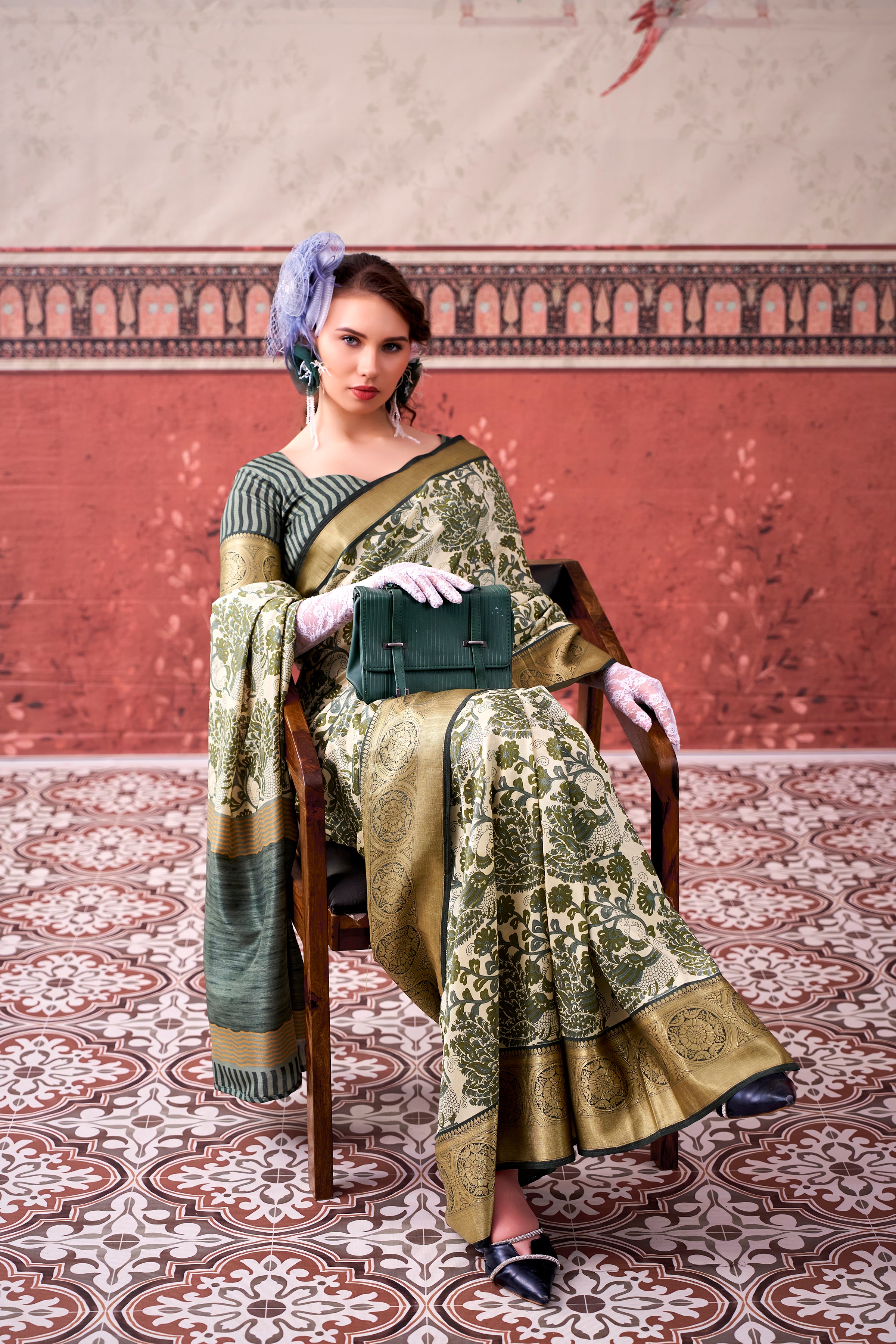 Tussar Silk Printed Saree With Viscose Border