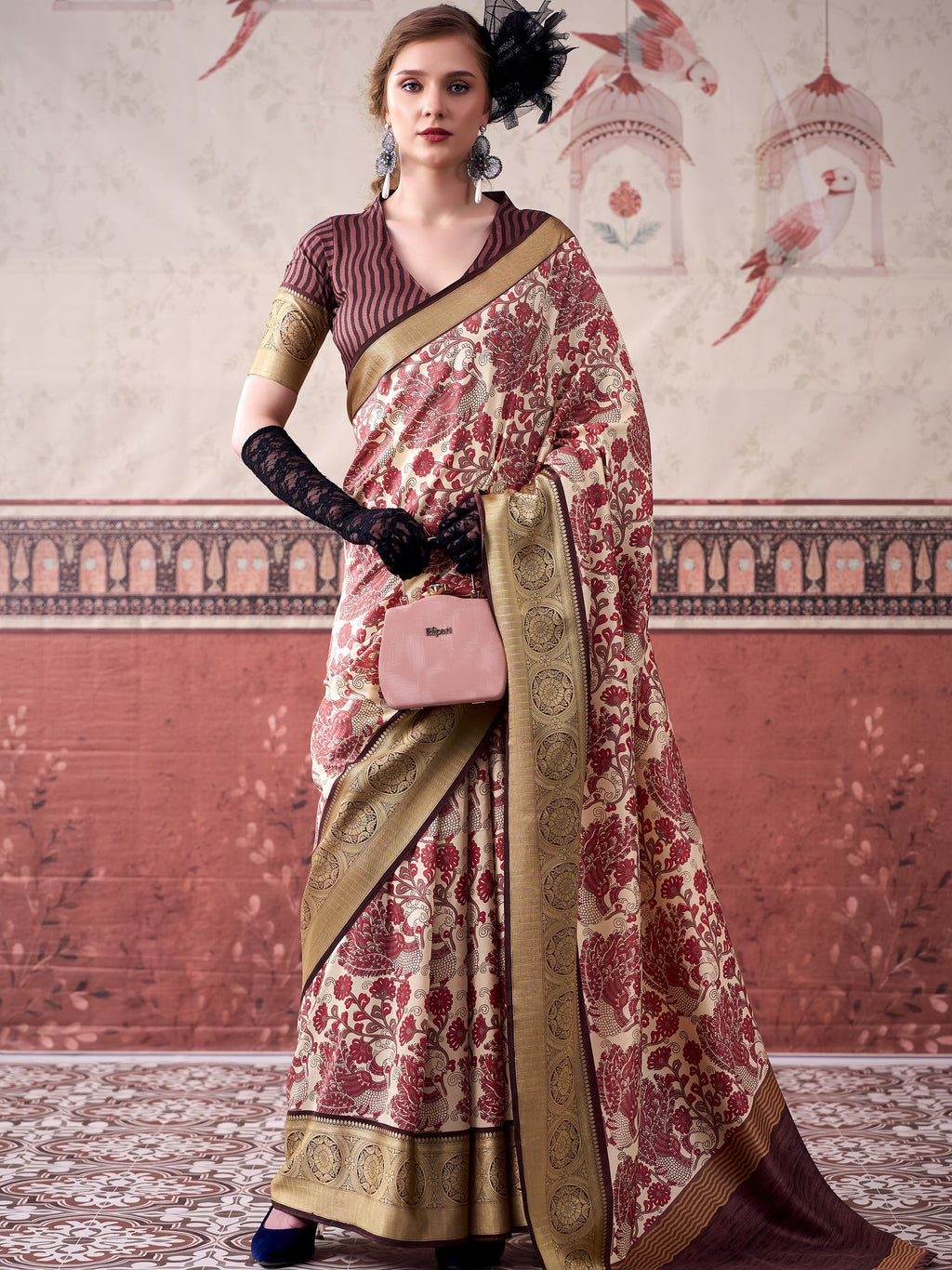 Tussar Silk Printed Saree With Viscose Border