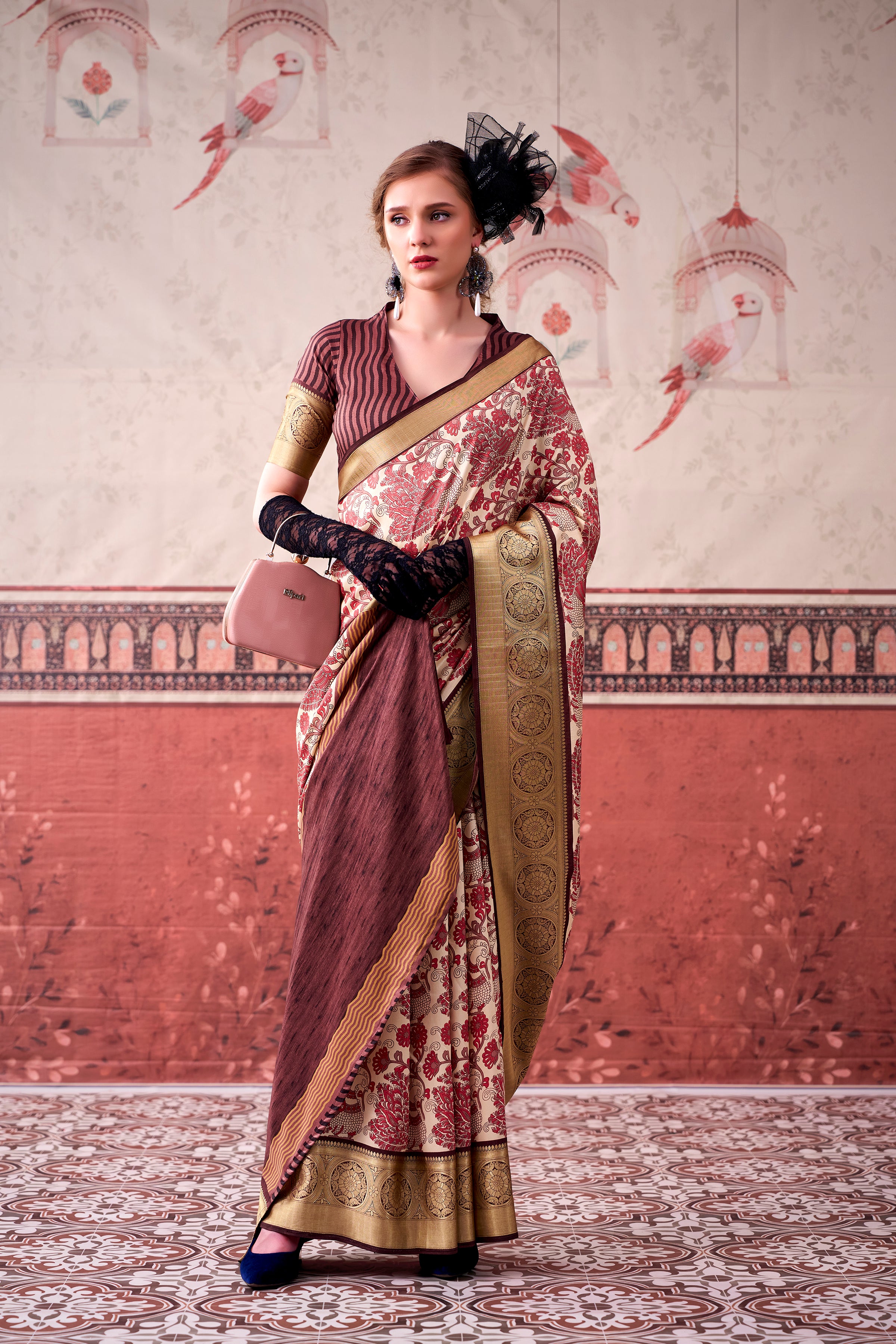Tussar Silk Printed Saree With Viscose Border