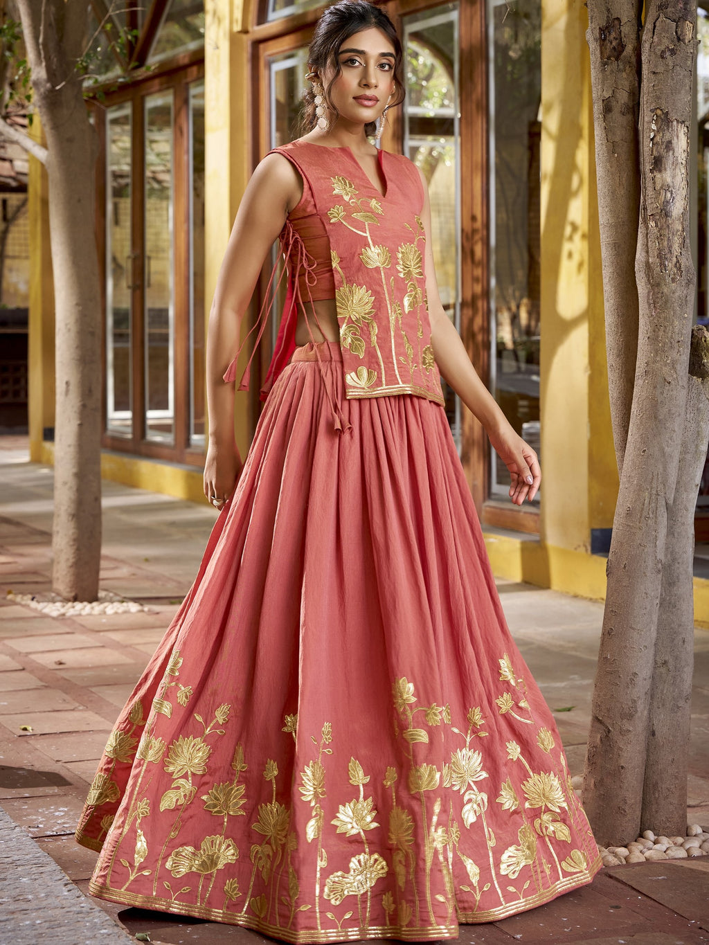 Pure Shimmer Embroidered Lehenga With Dupatta