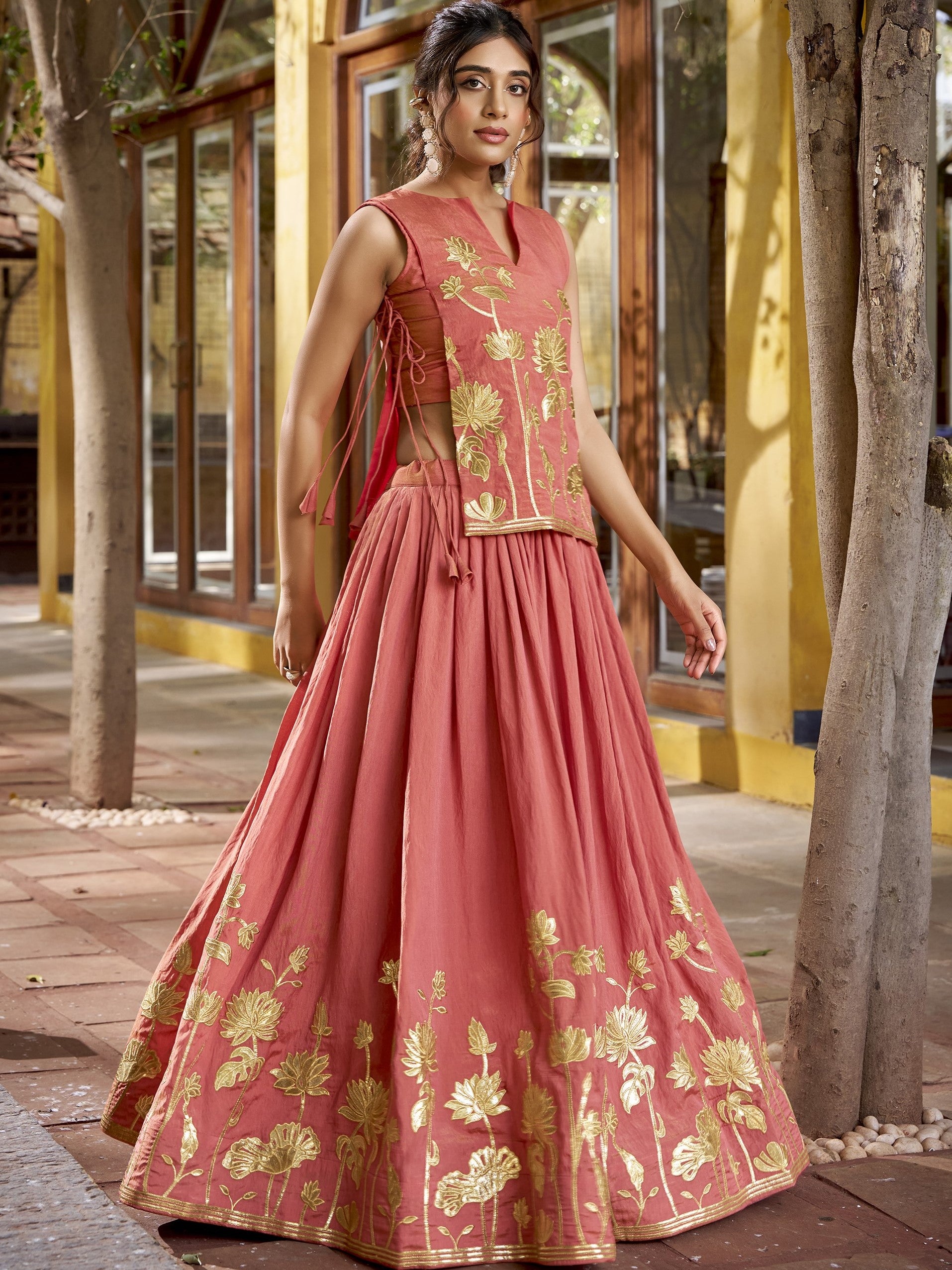 Pure Shimmer Embroidered Lehenga With Dupatta
