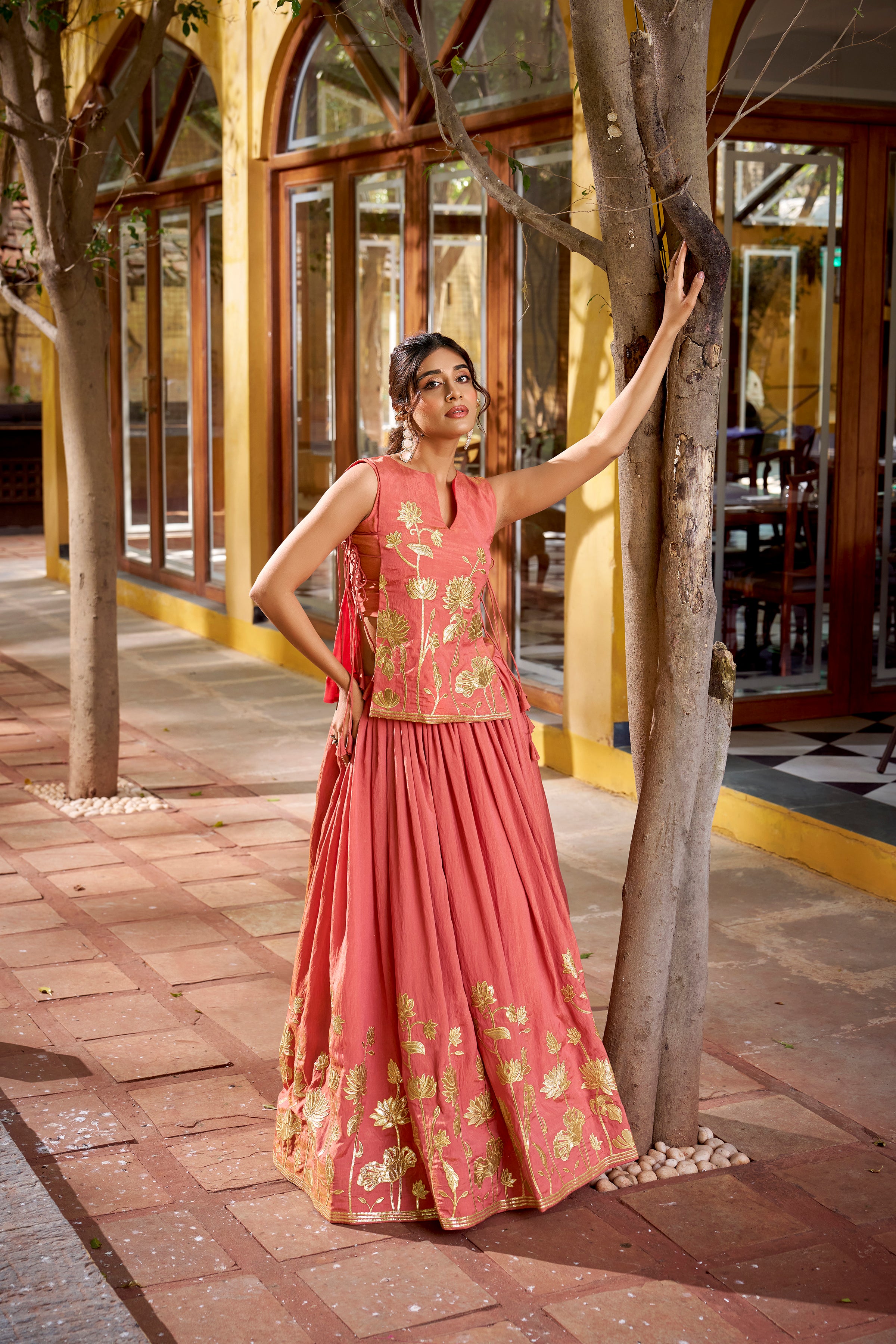 Pure Shimmer Embroidered Lehenga With Dupatta