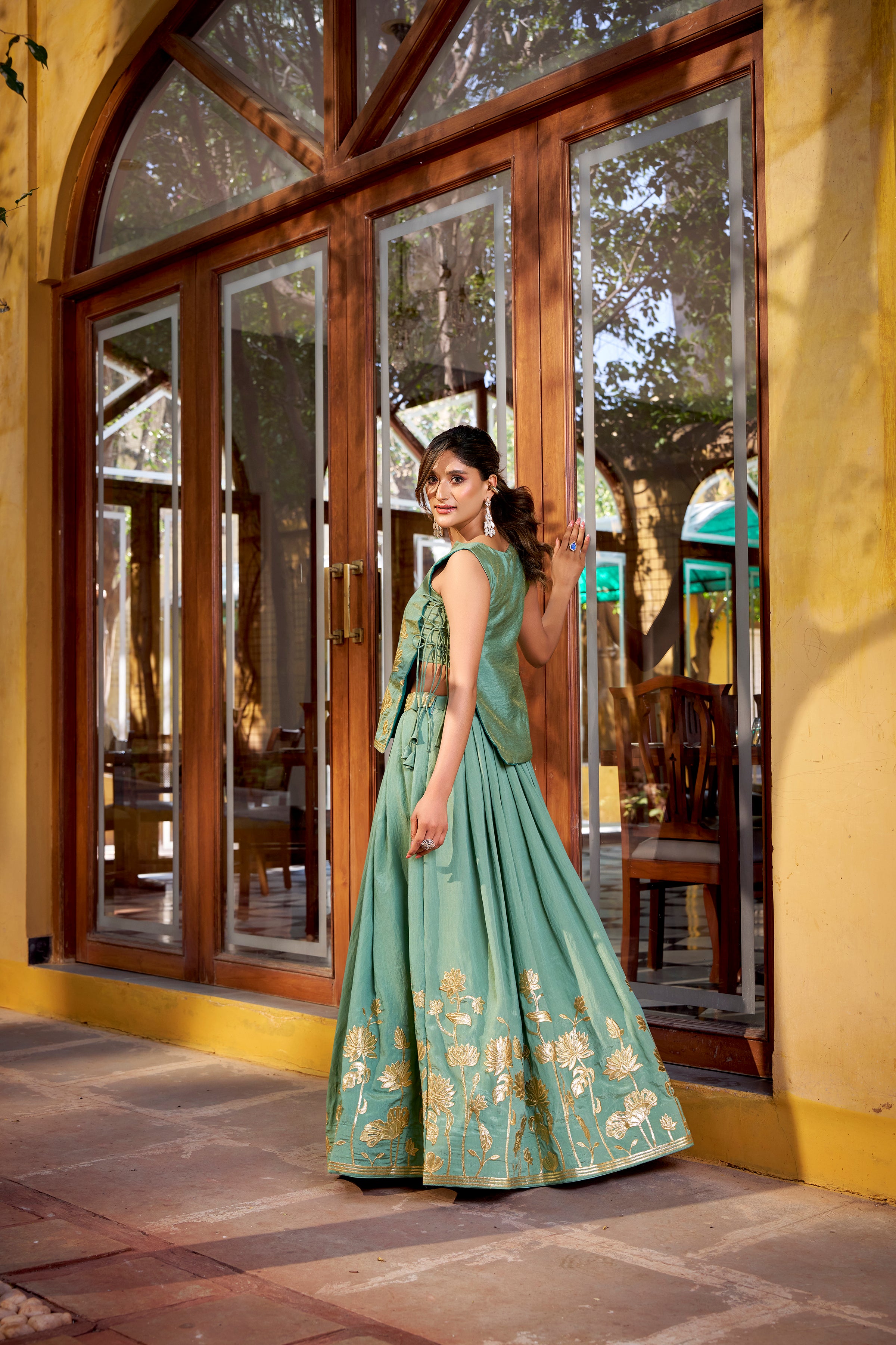 Pure Shimmer Embroidered Lehenga With Dupatta