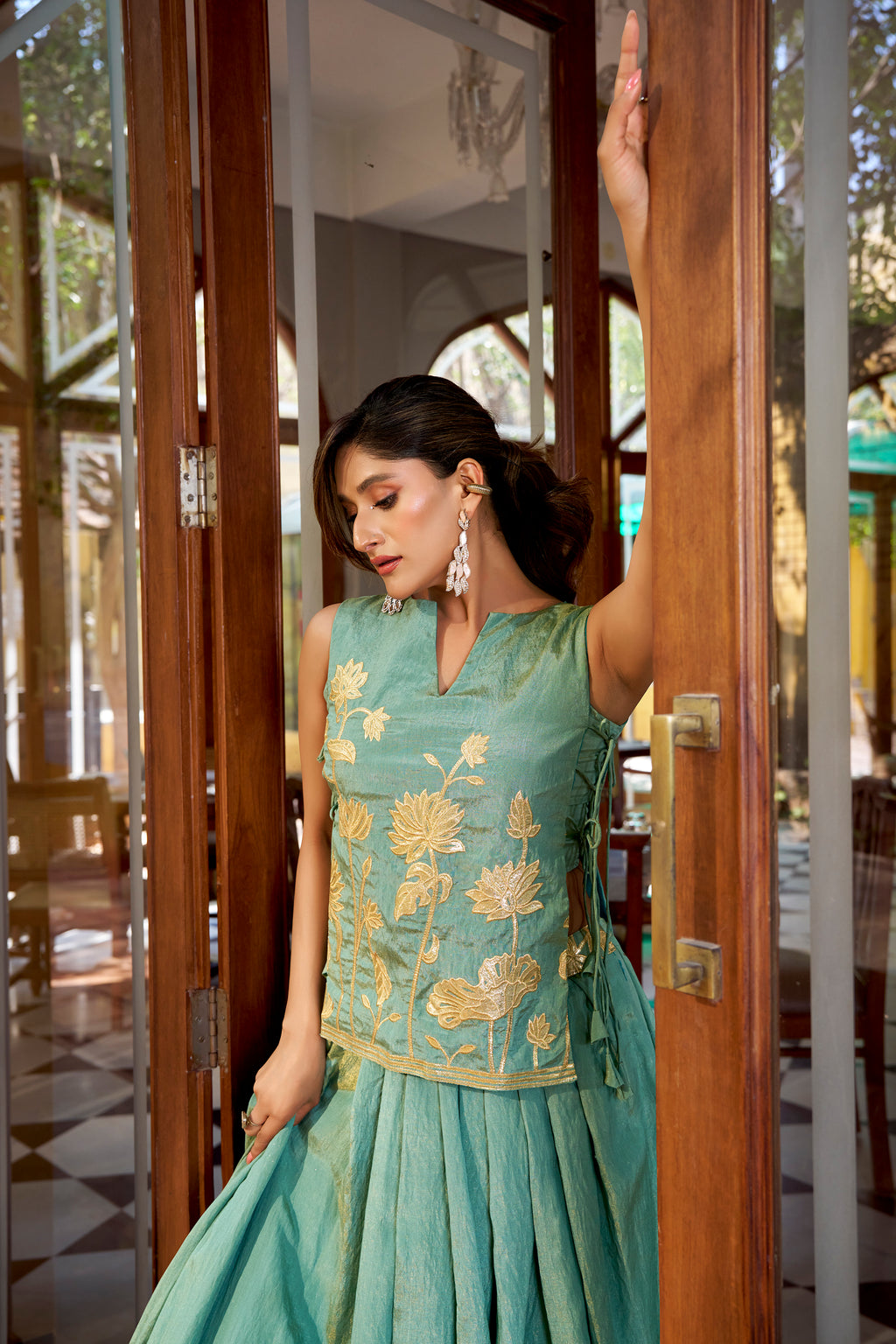 Pure Shimmer Embroidered Lehenga With Dupatta