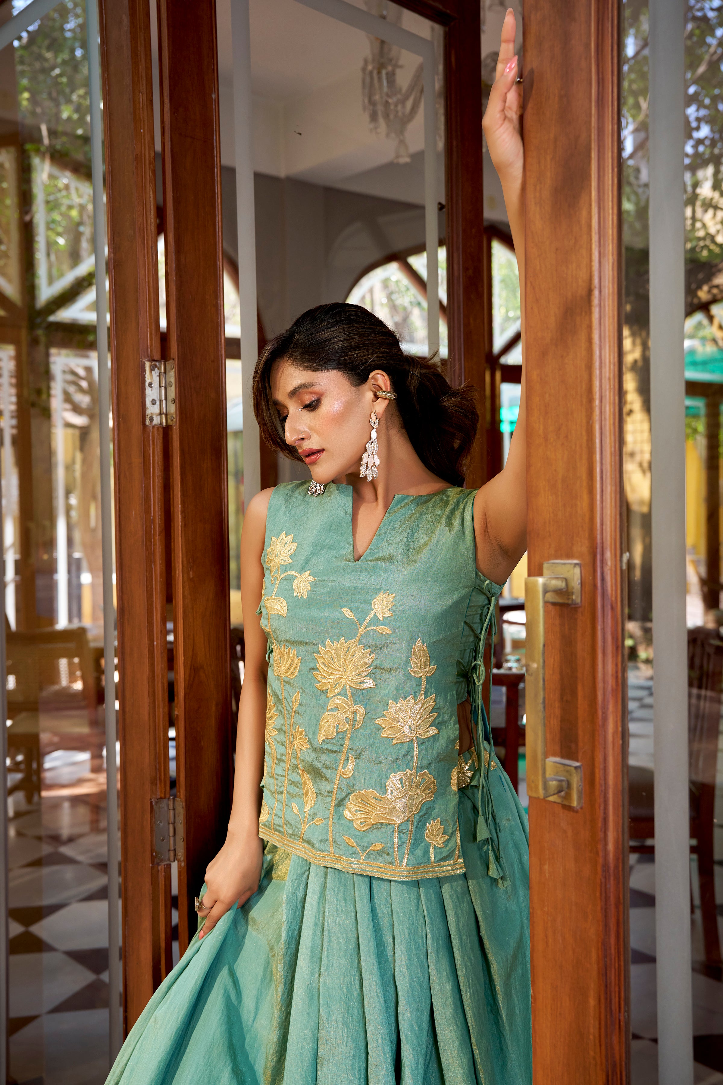 Pure Shimmer Embroidered Lehenga With Dupatta