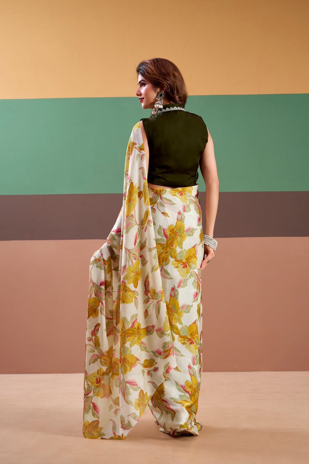 Satin Silk Floral Printed Saree