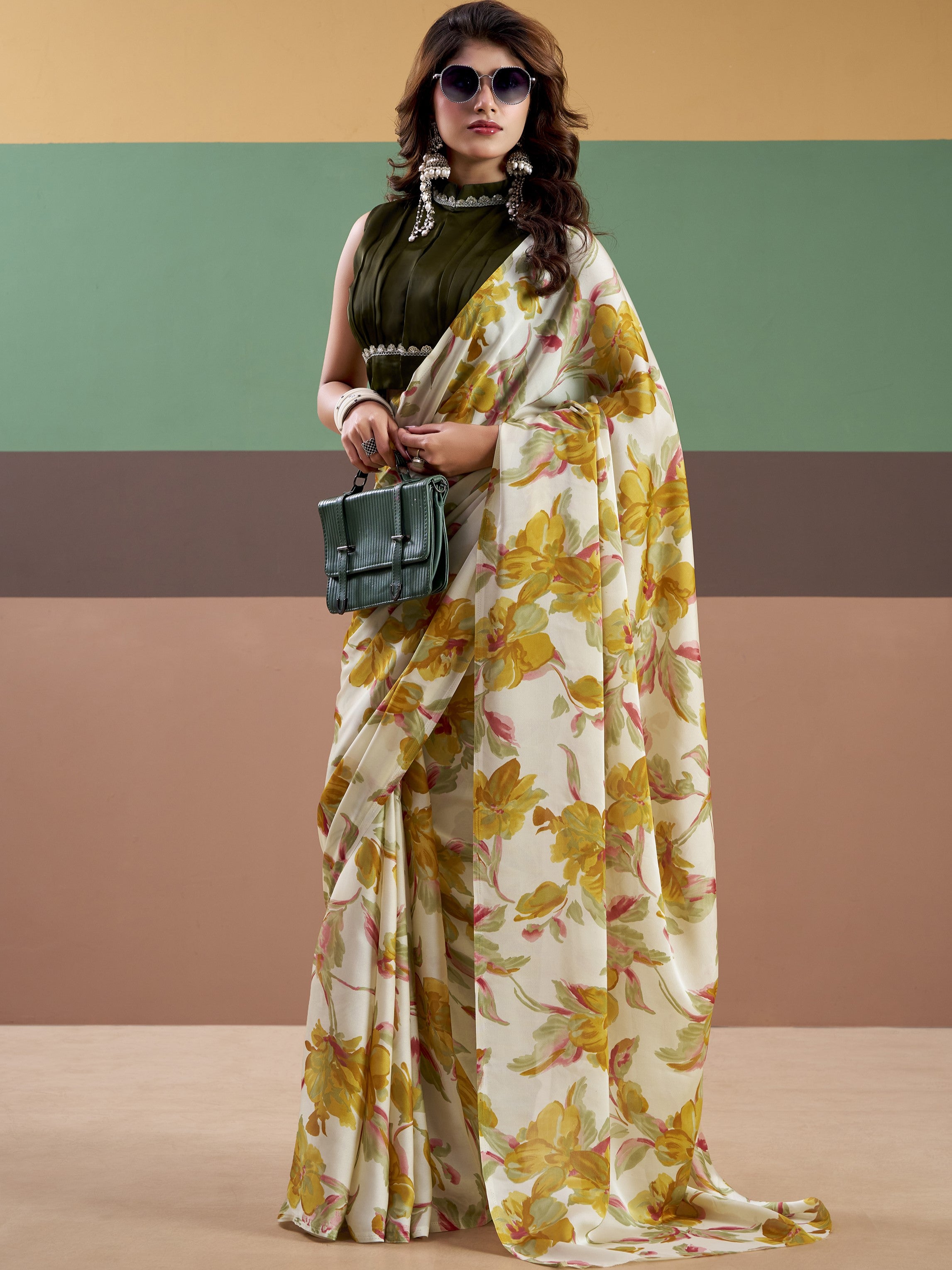 Satin Silk Floral Printed Saree