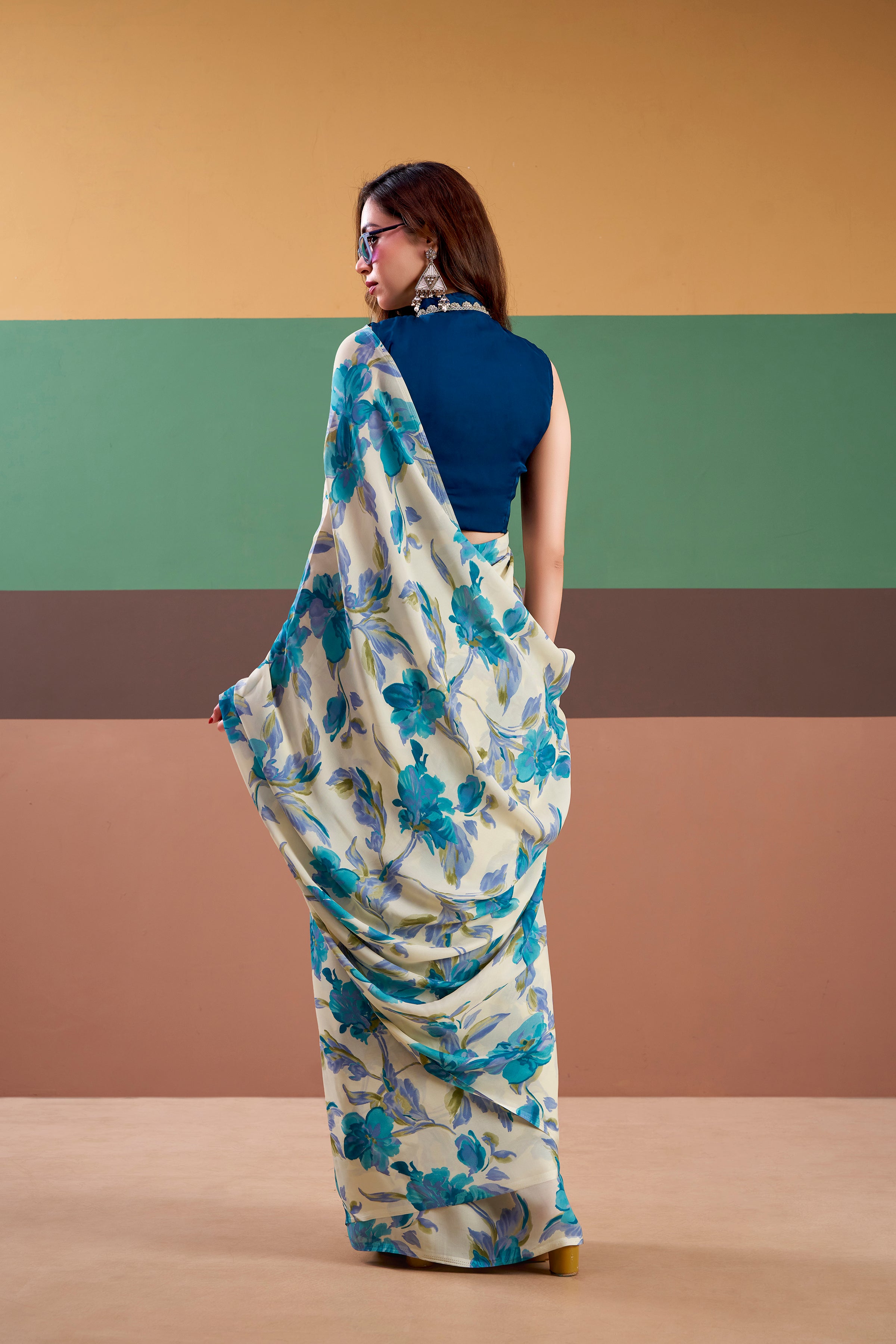 Satin Silk Floral Printed Saree