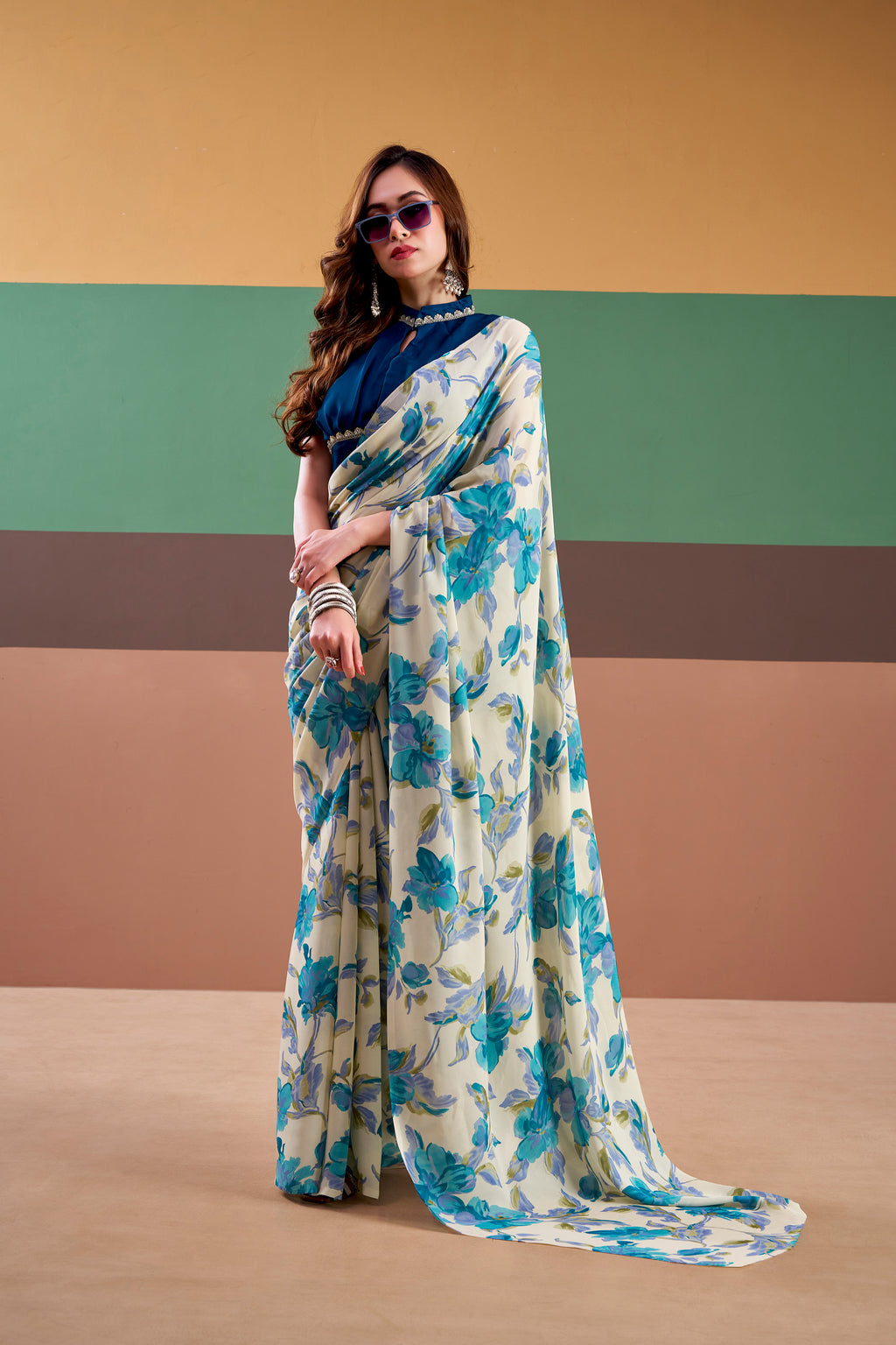 Satin Silk Floral Printed Saree