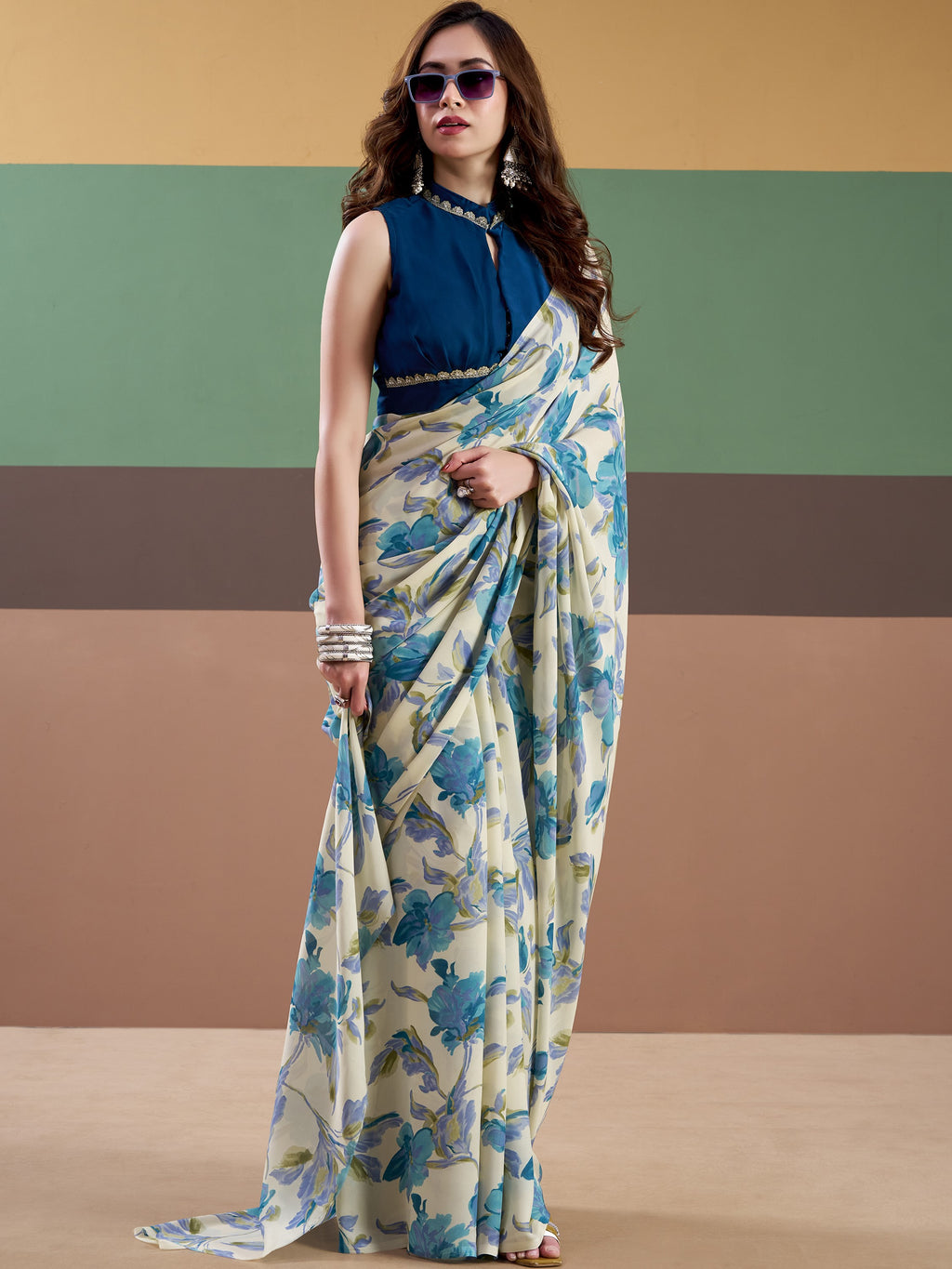 Satin Silk Floral Printed Saree