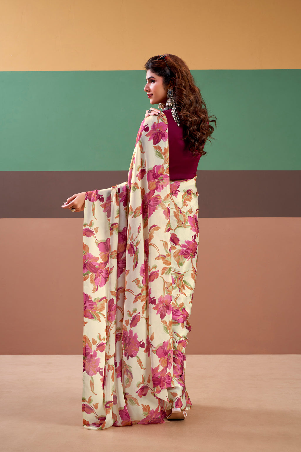 Satin Silk Floral Printed Saree