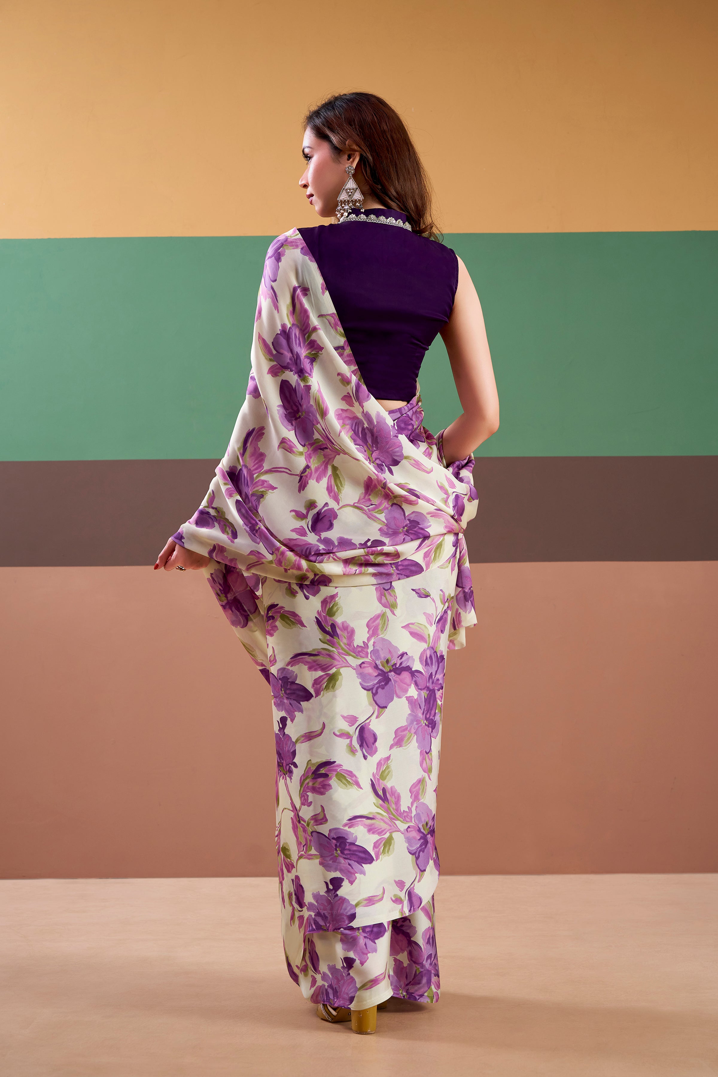 Satin Silk Floral Printed Saree