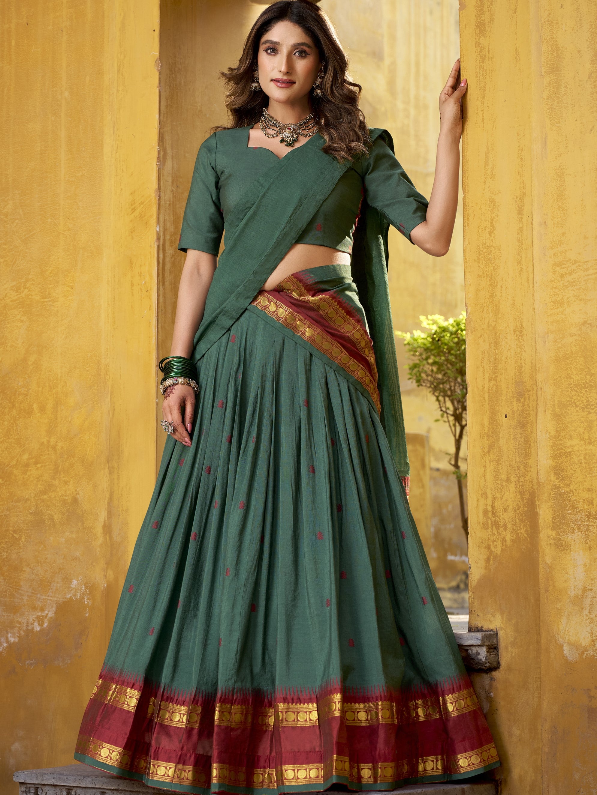Pure Chanderi Zari Weaving Lehenga With Dupatta