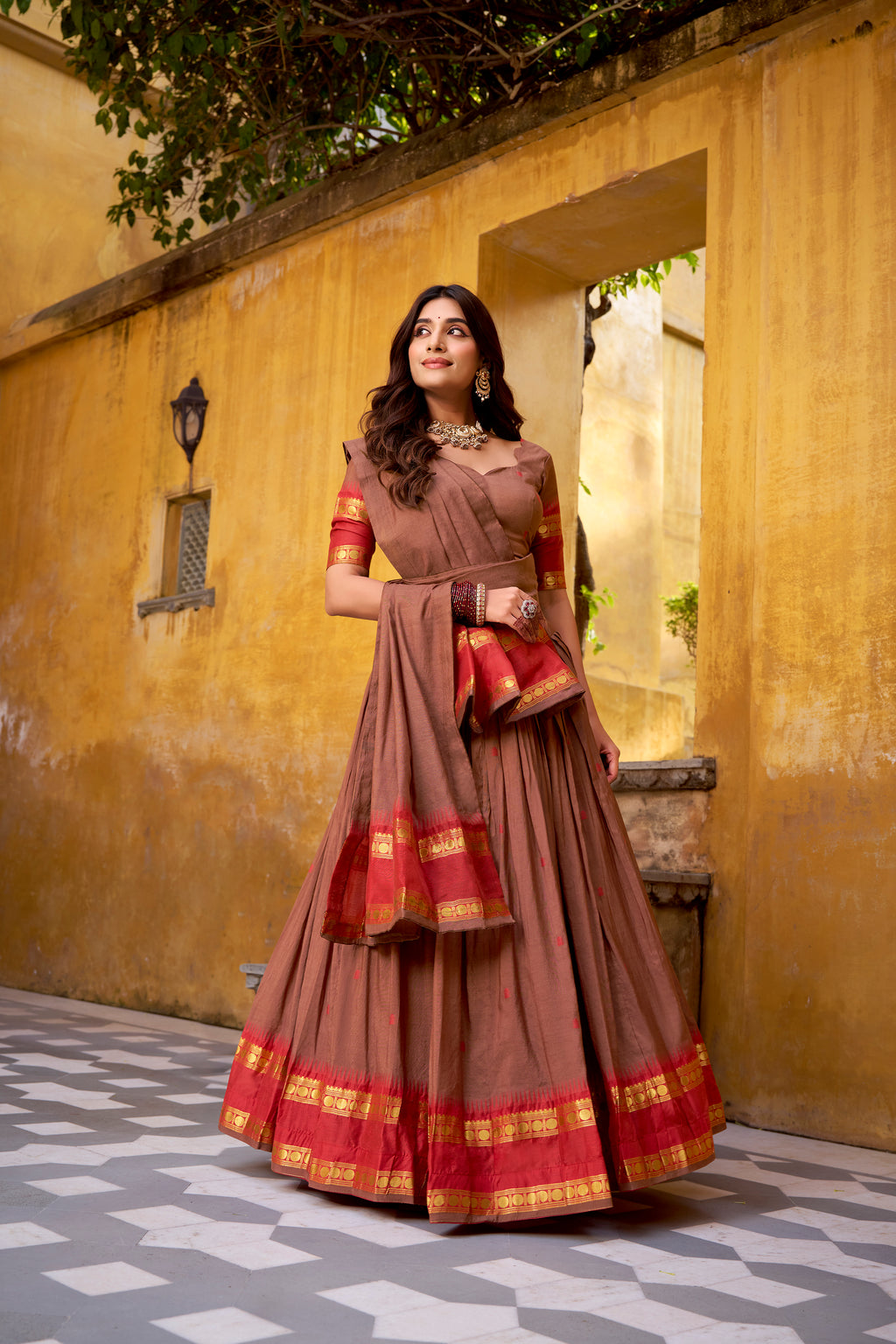 Pure Chanderi Zari Weaving Lehenga With Dupatta