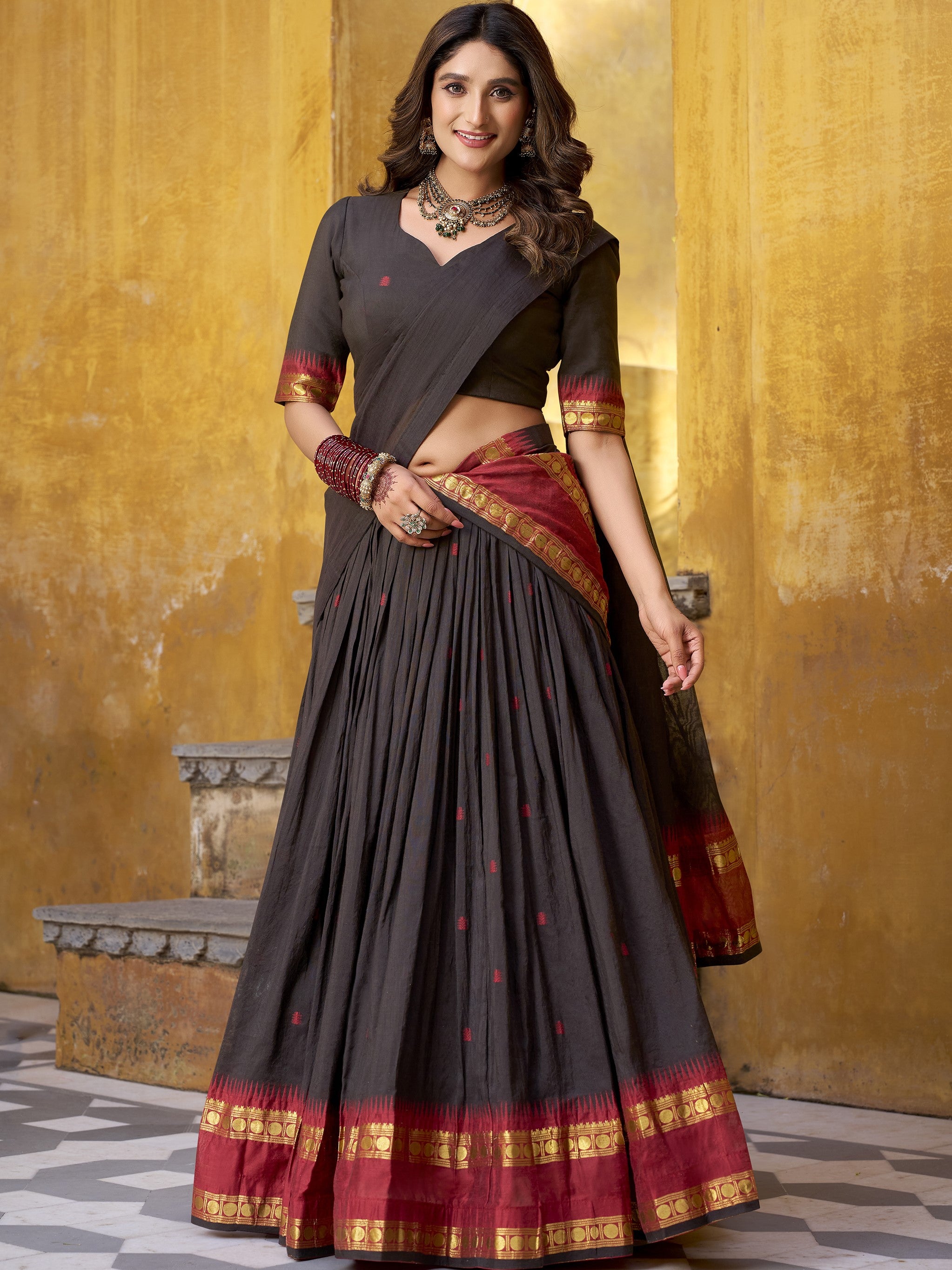 Pure Chanderi Zari Weaving Lehenga With Dupatta