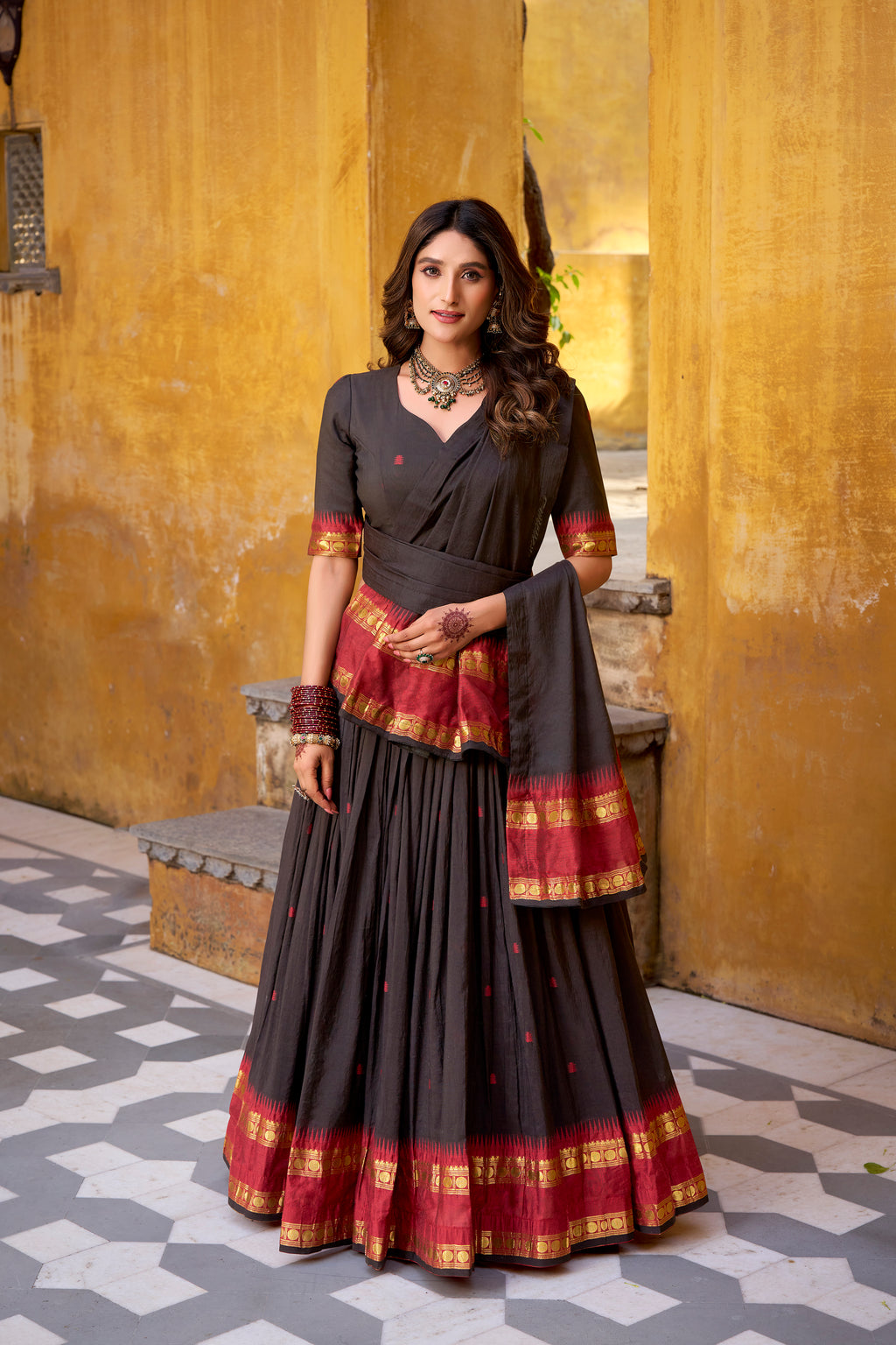 Pure Chanderi Zari Weaving Lehenga With Dupatta