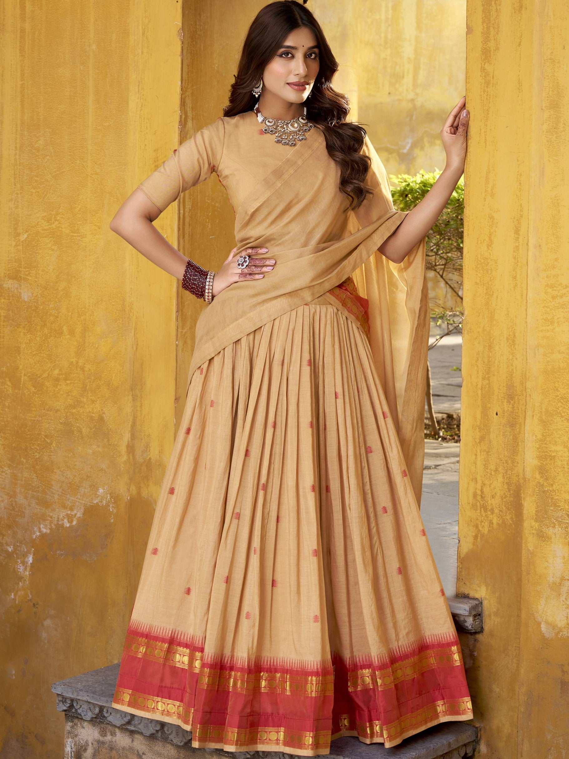 Pure Chanderi Zari Weaving Lehenga With Dupatta