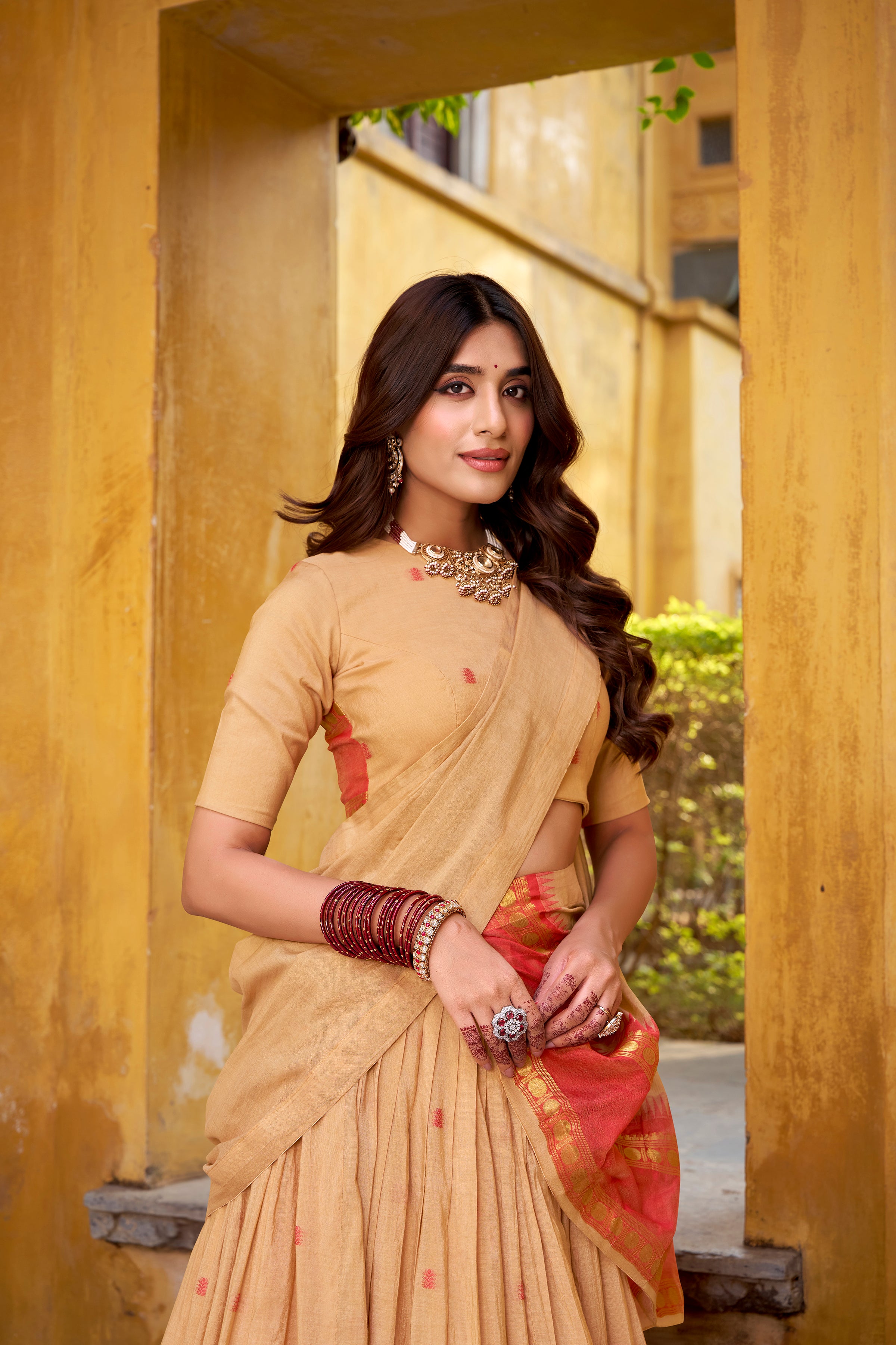 Pure Chanderi Zari Weaving Lehenga With Dupatta