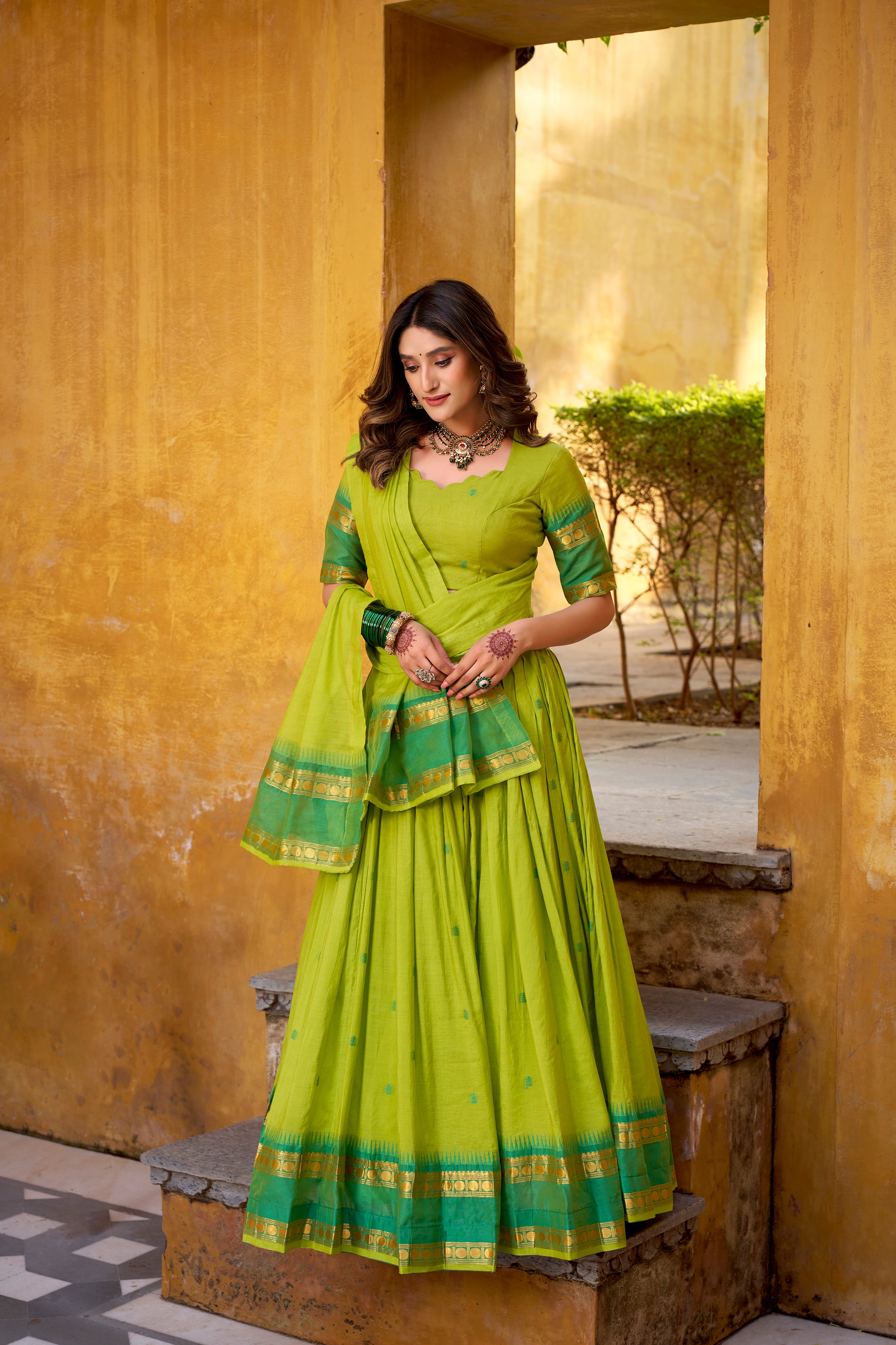 Pure Chanderi Zari Weaving Lehenga With Dupatta