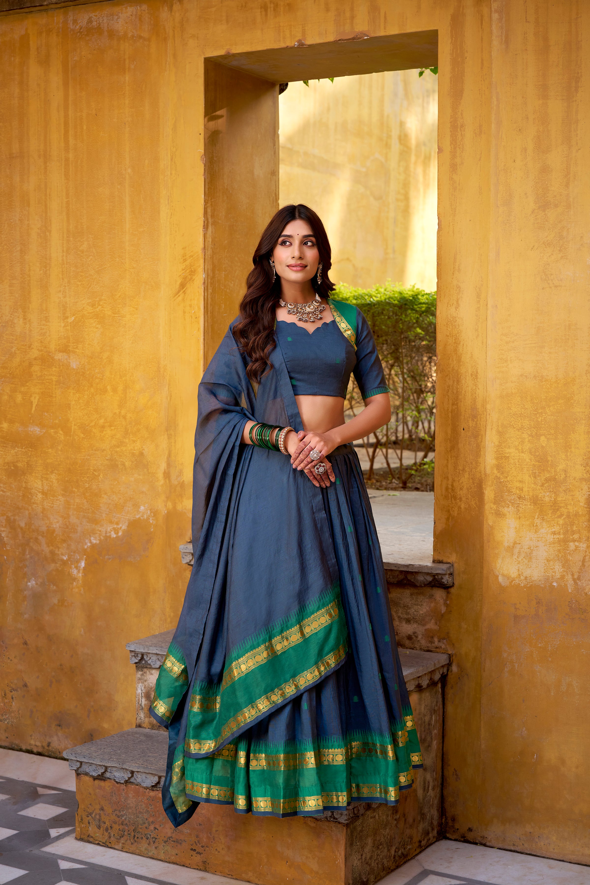 Pure Chanderi Zari Weaving Lehenga With Dupatta
