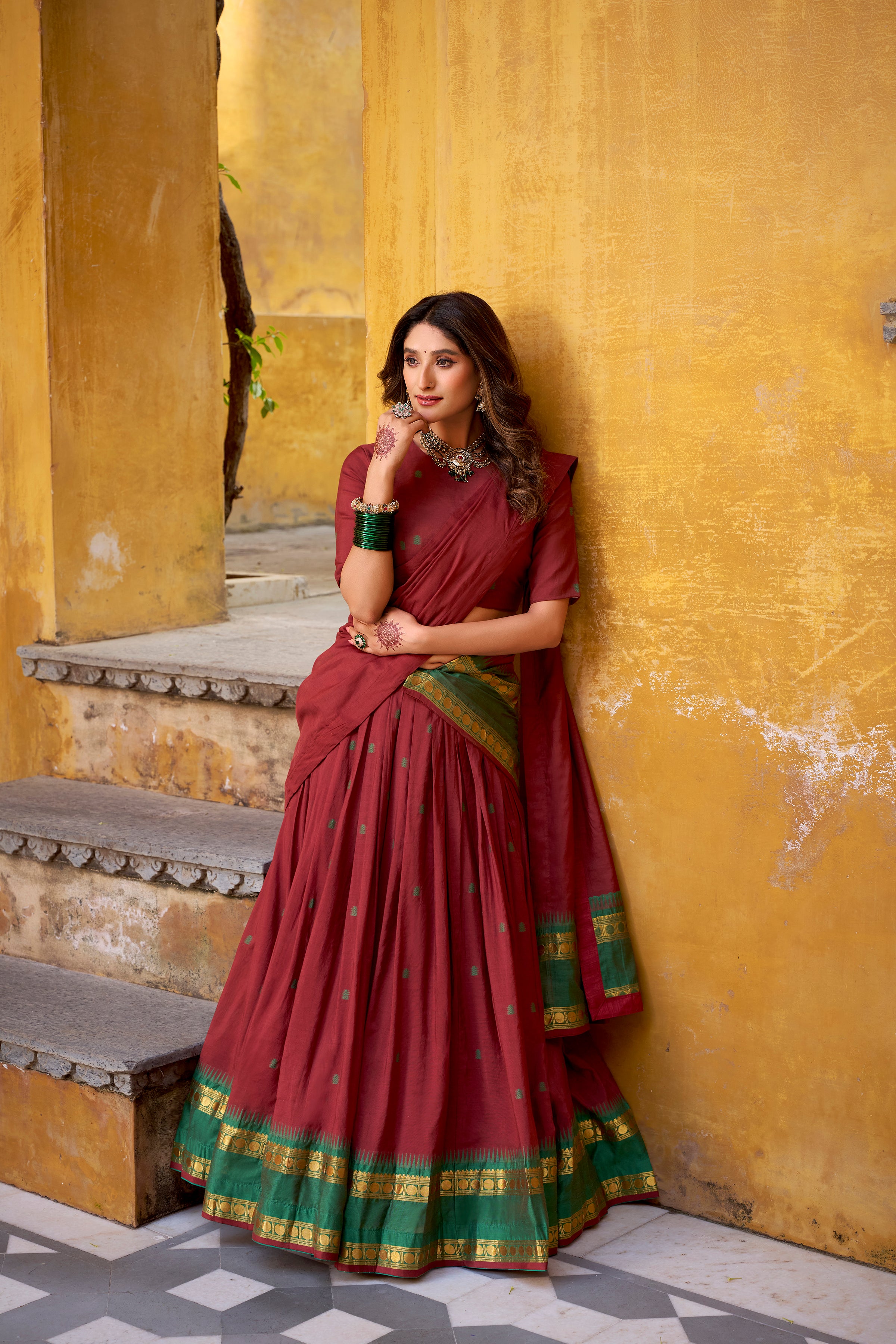 Pure Chanderi Zari Weaving Lehenga With Dupatta