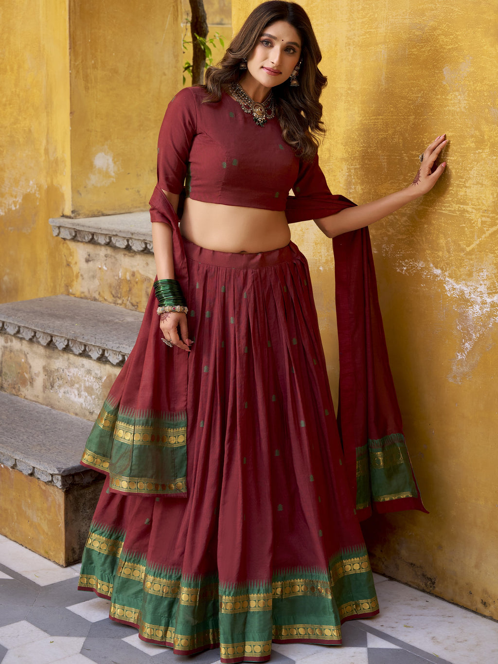 Pure Chanderi Zari Weaving Lehenga With Dupatta