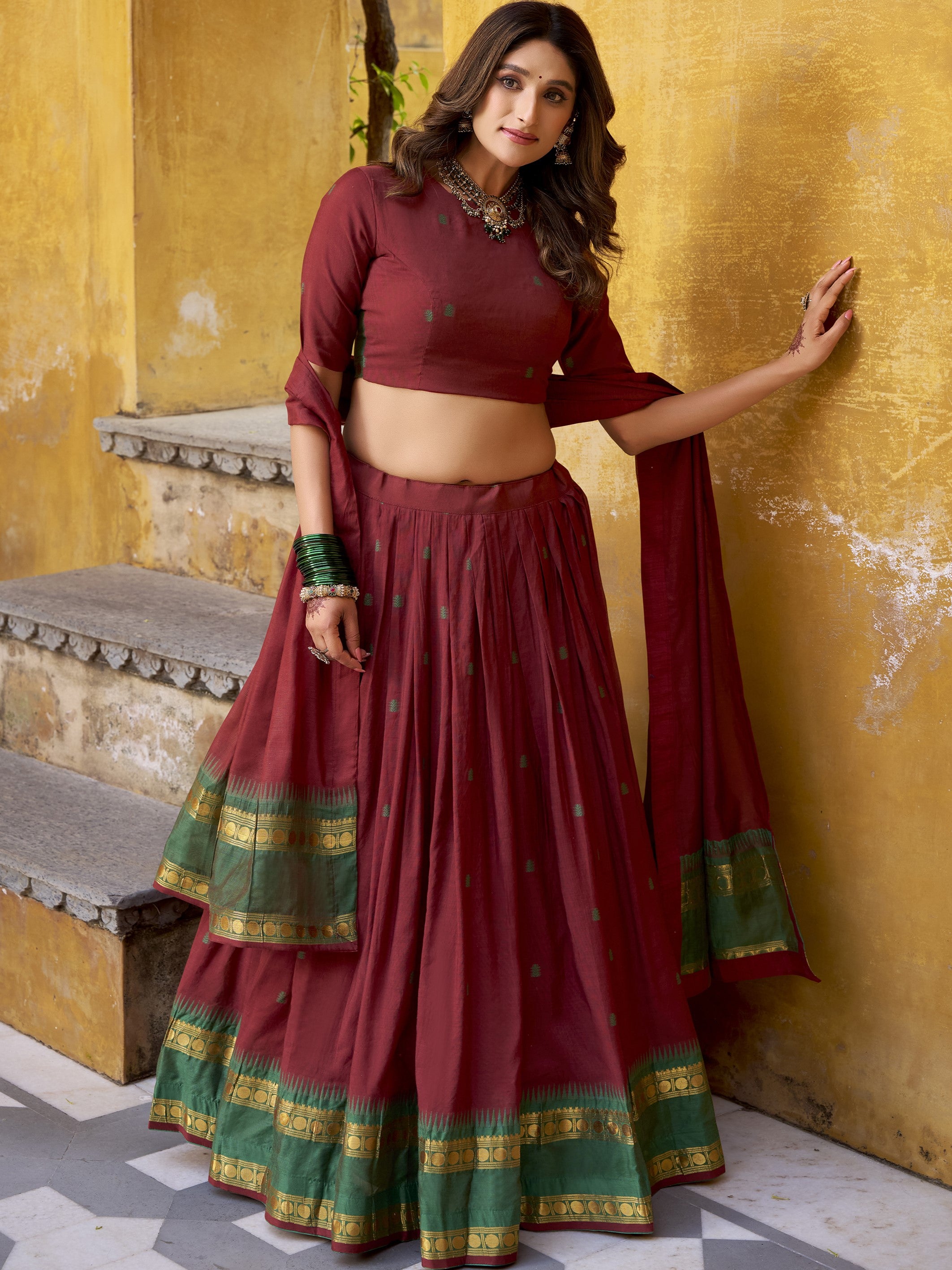Pure Chanderi Zari Weaving Lehenga With Dupatta