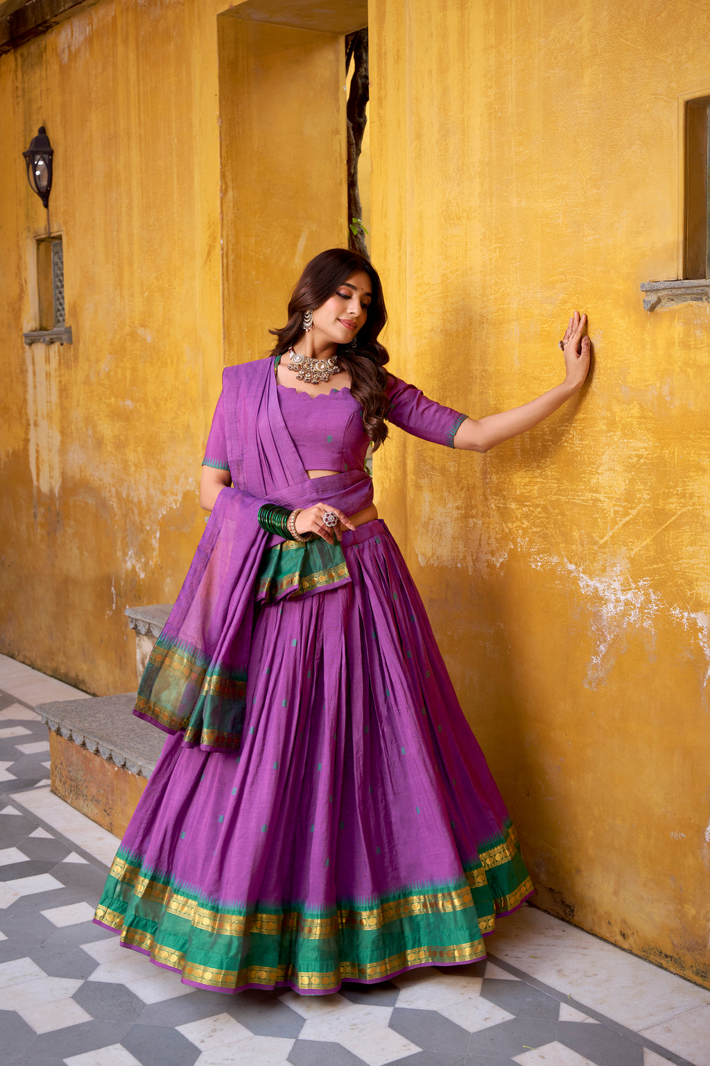 Pure Chanderi Zari Weaving Lehenga With Dupatta